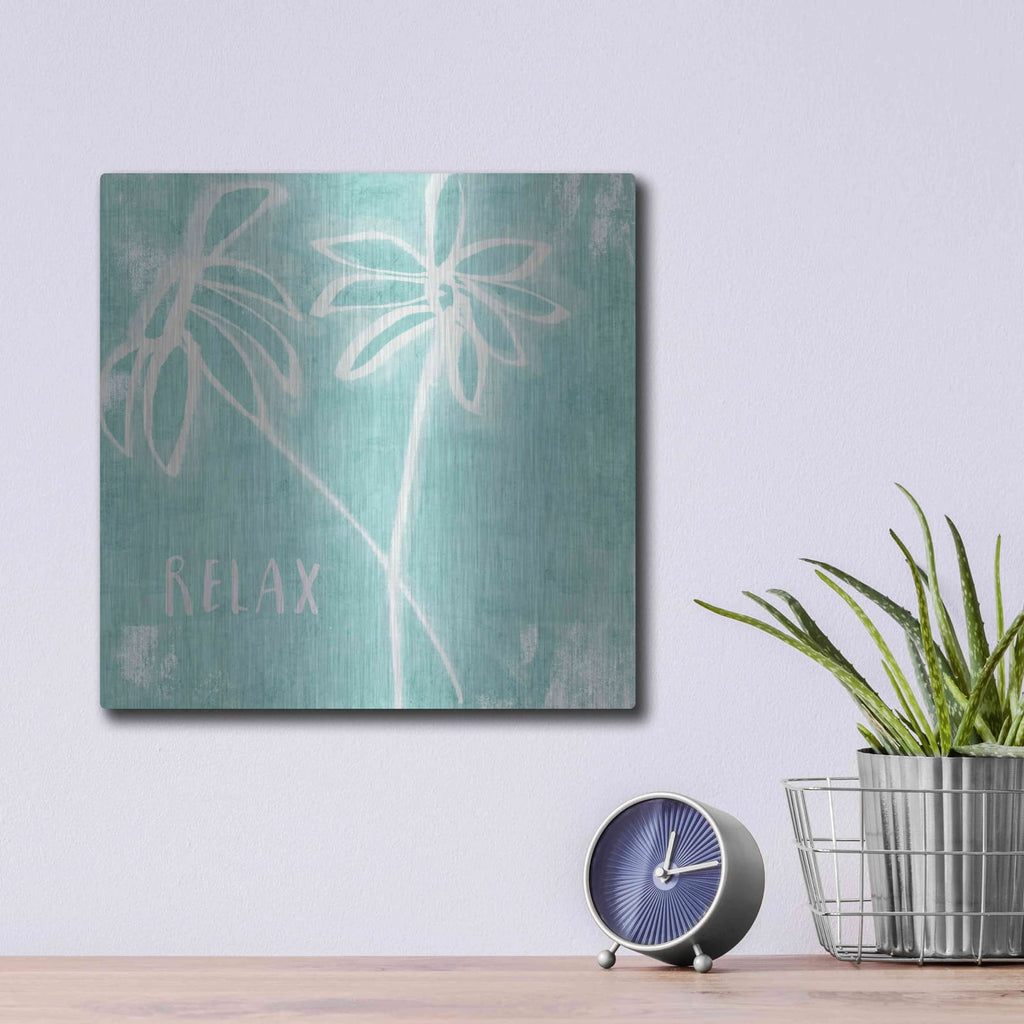 'Relax Mint' by Linda Woods – Metal Wall Art, 12x12 room view