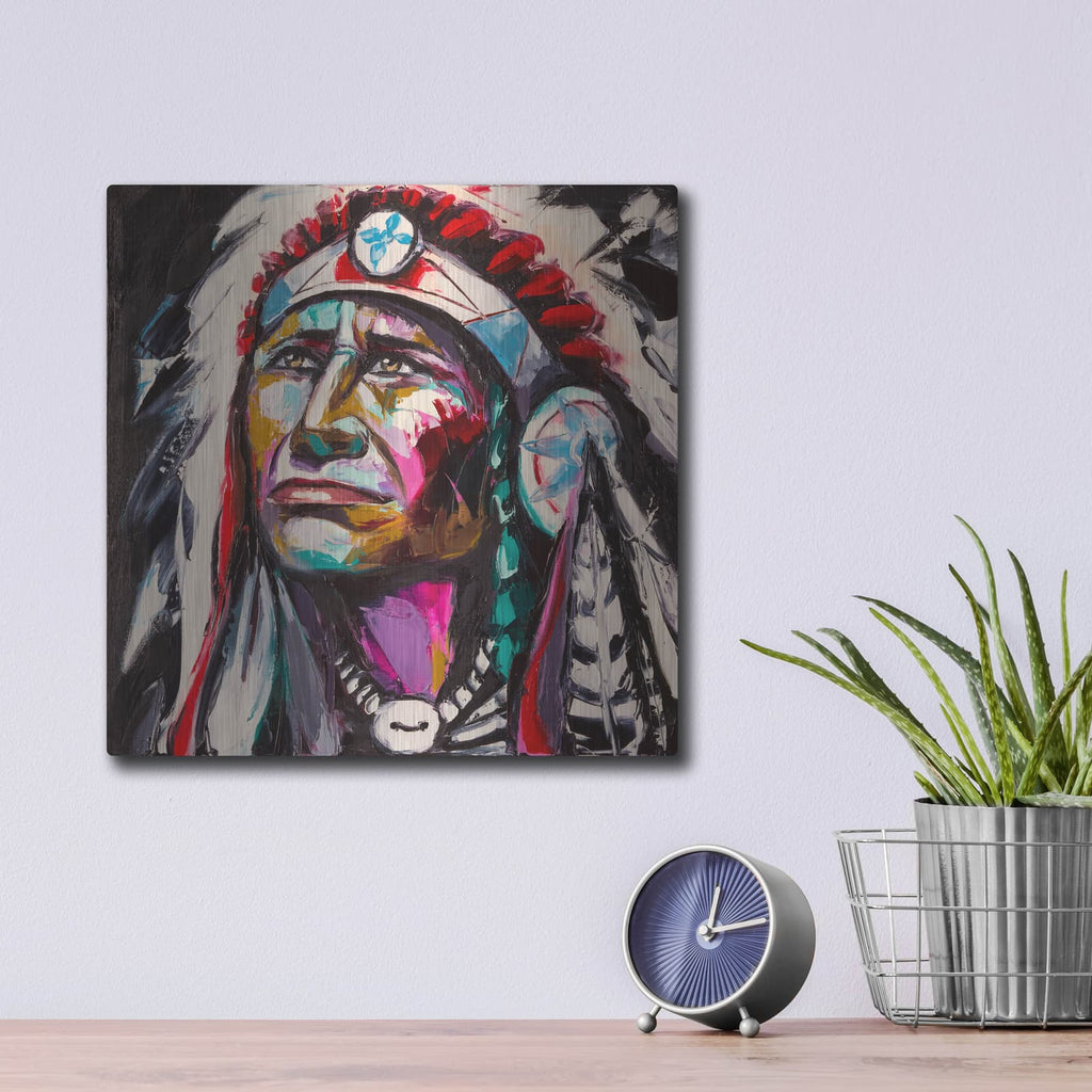 'Brave Hawk' – Metal Wall Art, 12x12 room view