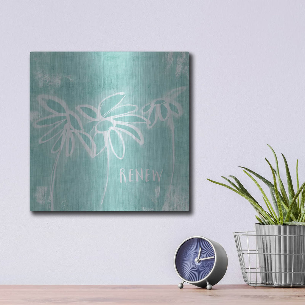 'Renew Mint' by Linda Woods – Metal Wall Art, 12x12 room view