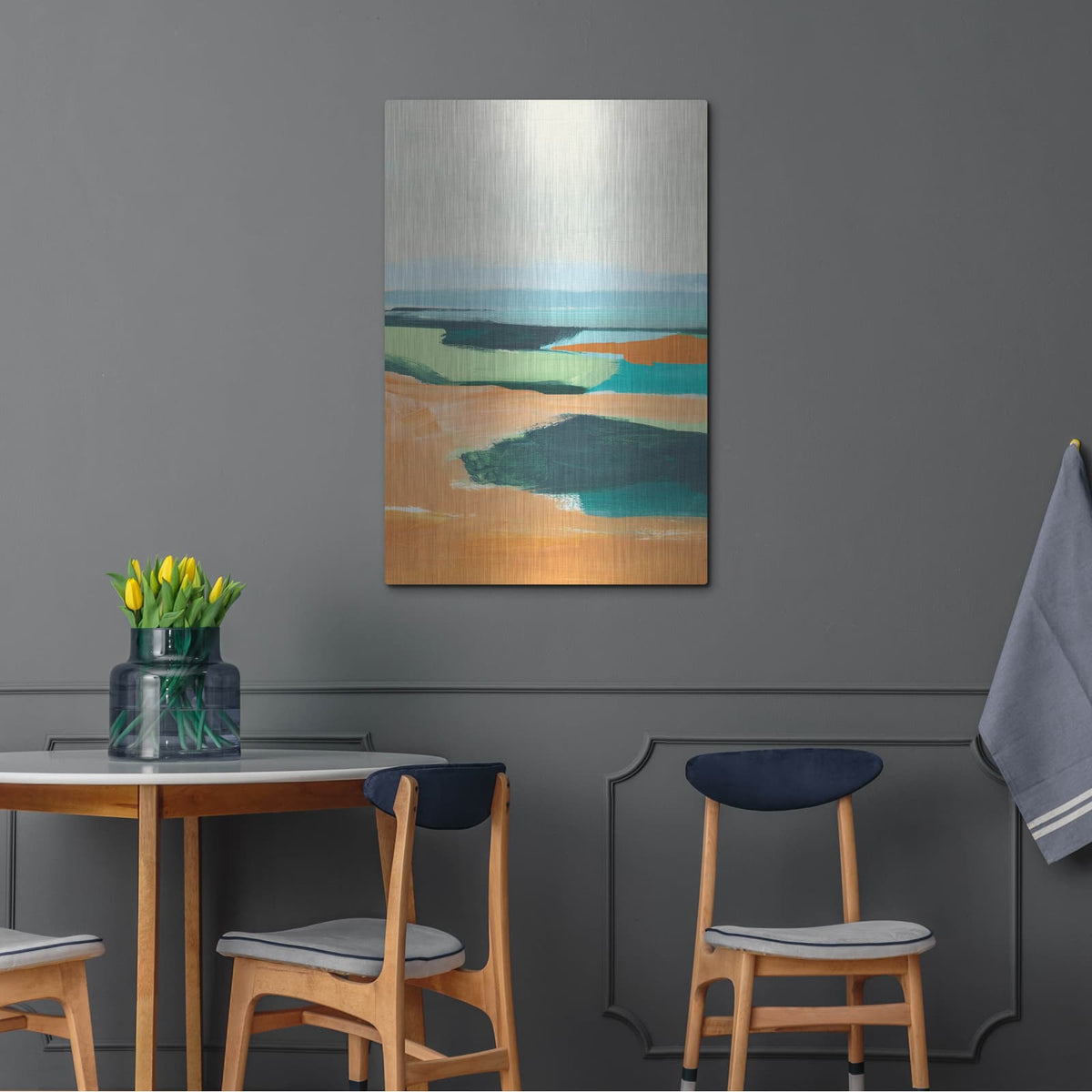'Aqua And Orange 2' by Annie Warren – Metal Wall Art, 24x36 room view