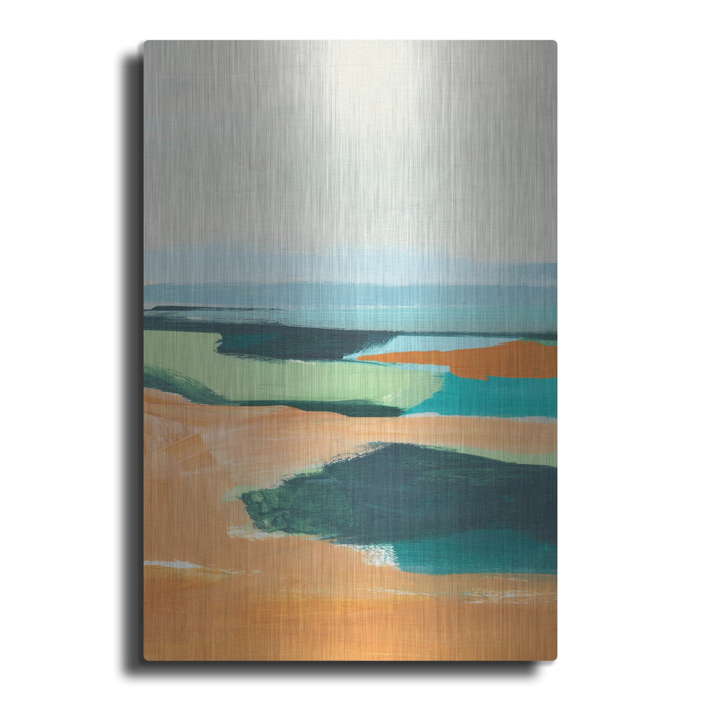 'Aqua And Orange 2' by Annie Warren – Metal Wall Art
