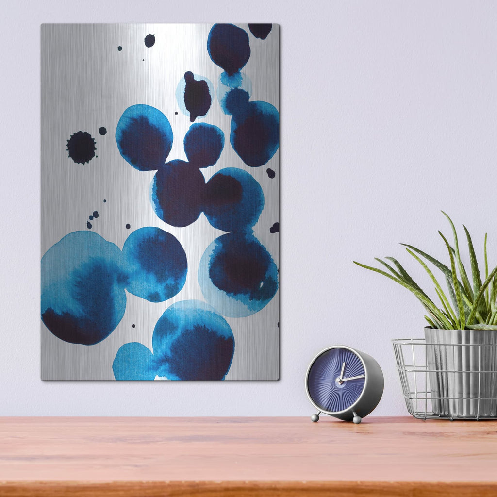 'Blue Drops 4' by Annie Warren – Metal Wall Art, 12x16 room view