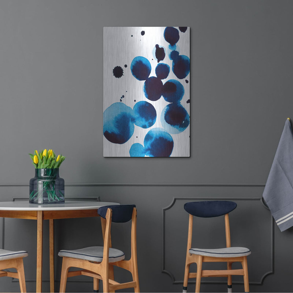 'Blue Drops 4' by Annie Warren – Metal Wall Art, 24x36 room view