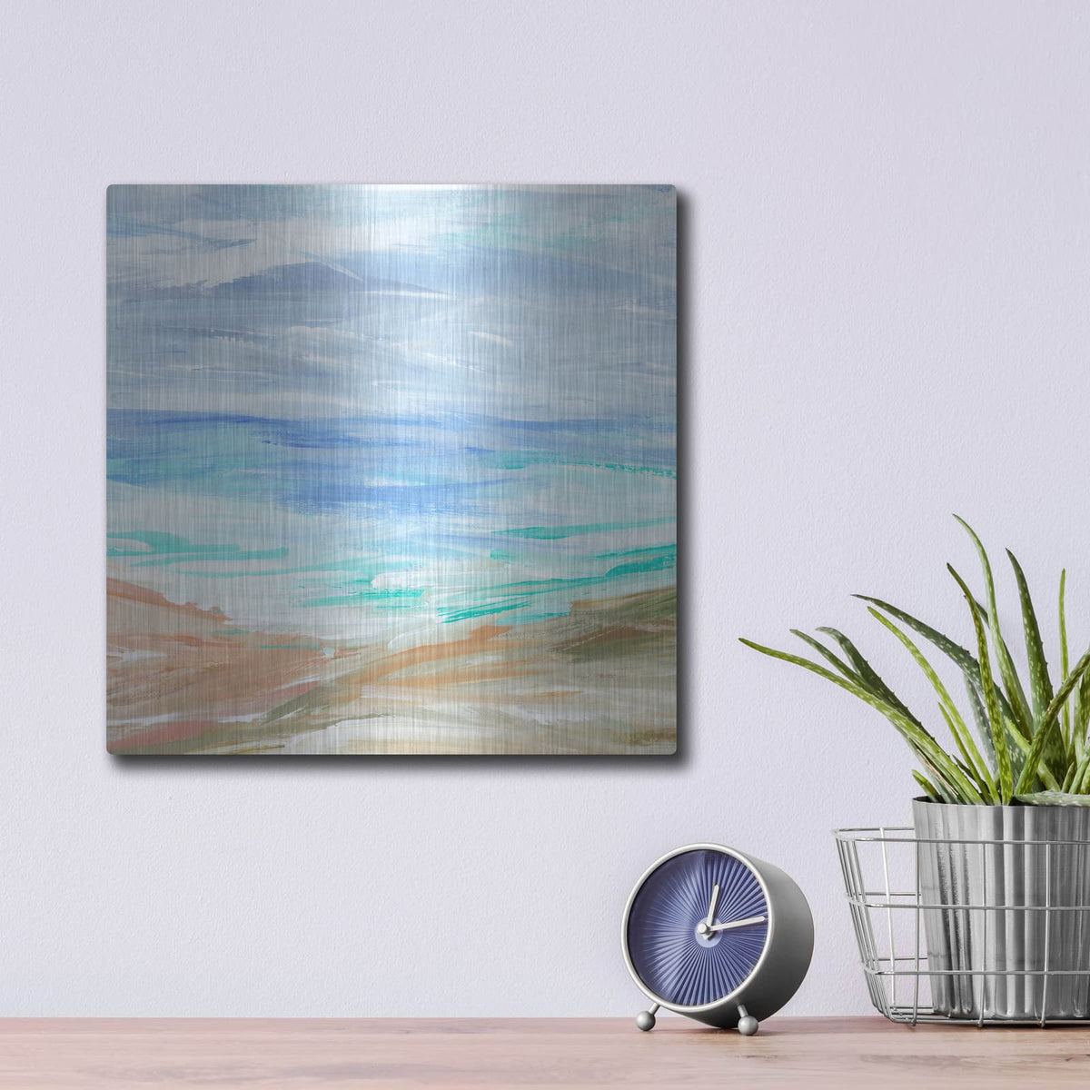 'Sand Strokes 4' by Annie Warren – Metal Wall Art, 12x12 room view