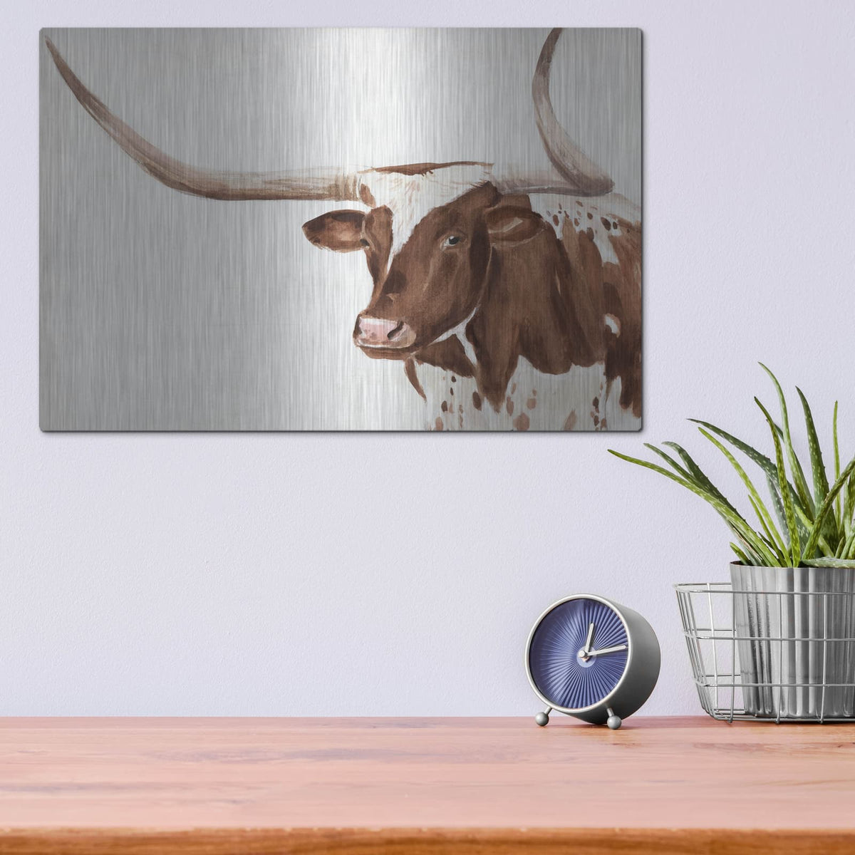 'Spotted Steer 3' by Annie Warren – Metal Wall Art, 16x12 room view