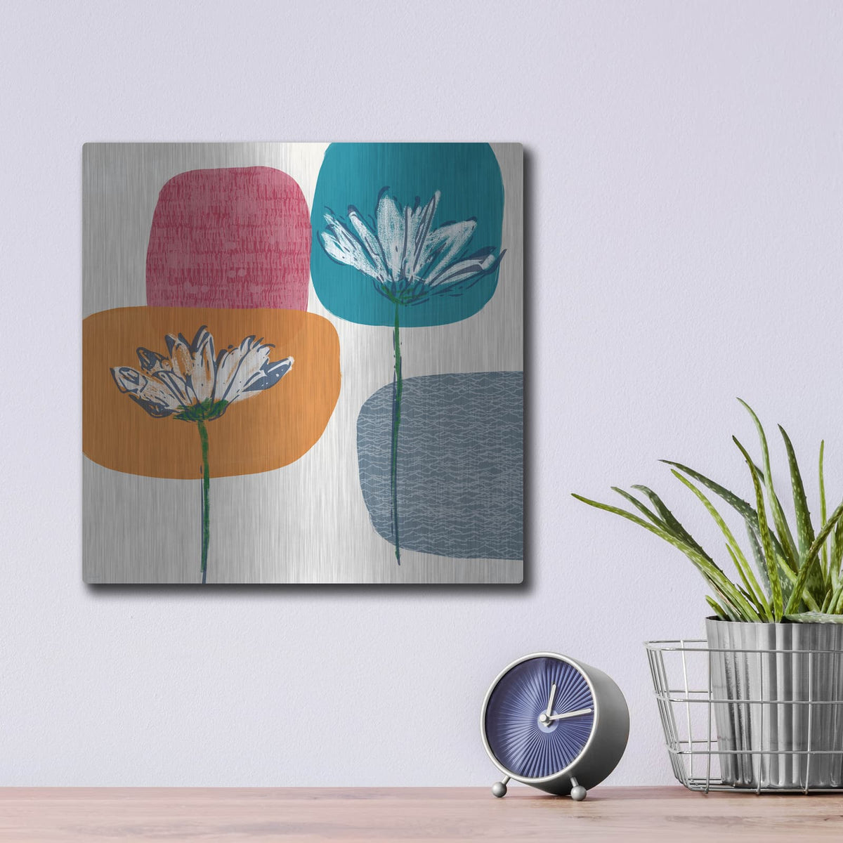 'Fall Floral I' by Linda Woods – Metal Wall Art, 12x12 room view
