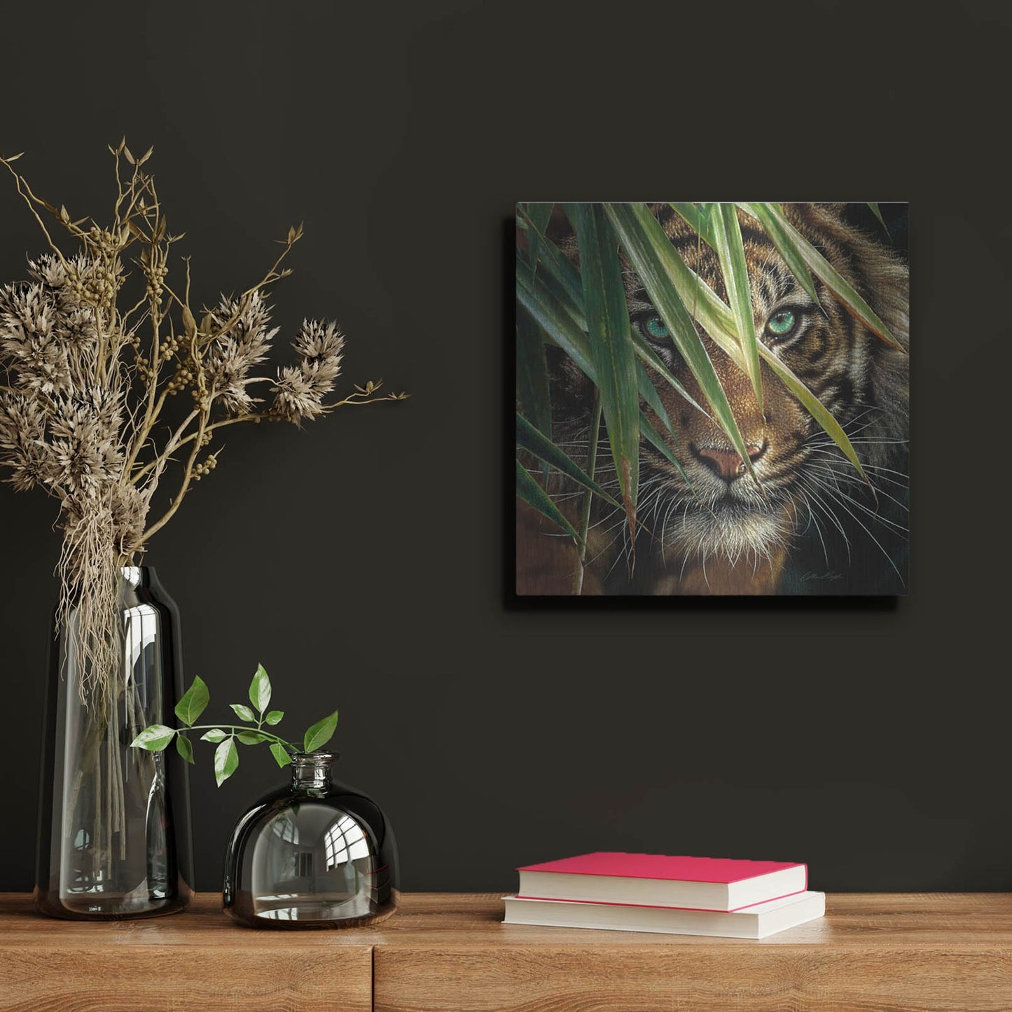 Luxe Metal Art 'Tiger Eyes' by Collin Bogle, Metal Wall Art,12x12