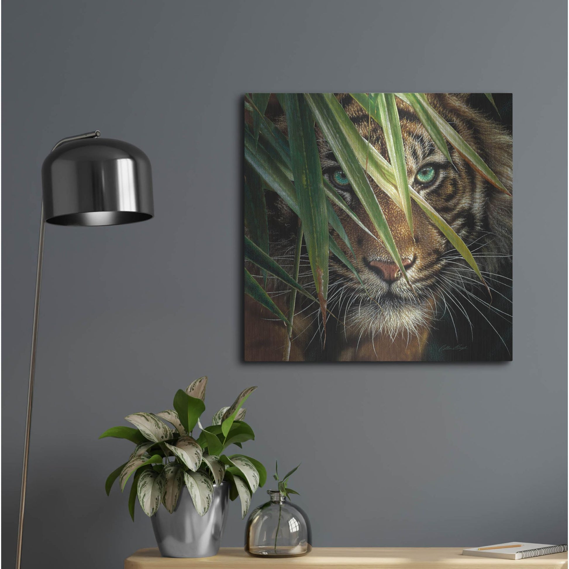 Luxe Metal Art 'Tiger Eyes' by Collin Bogle, Metal Wall Art,24x24