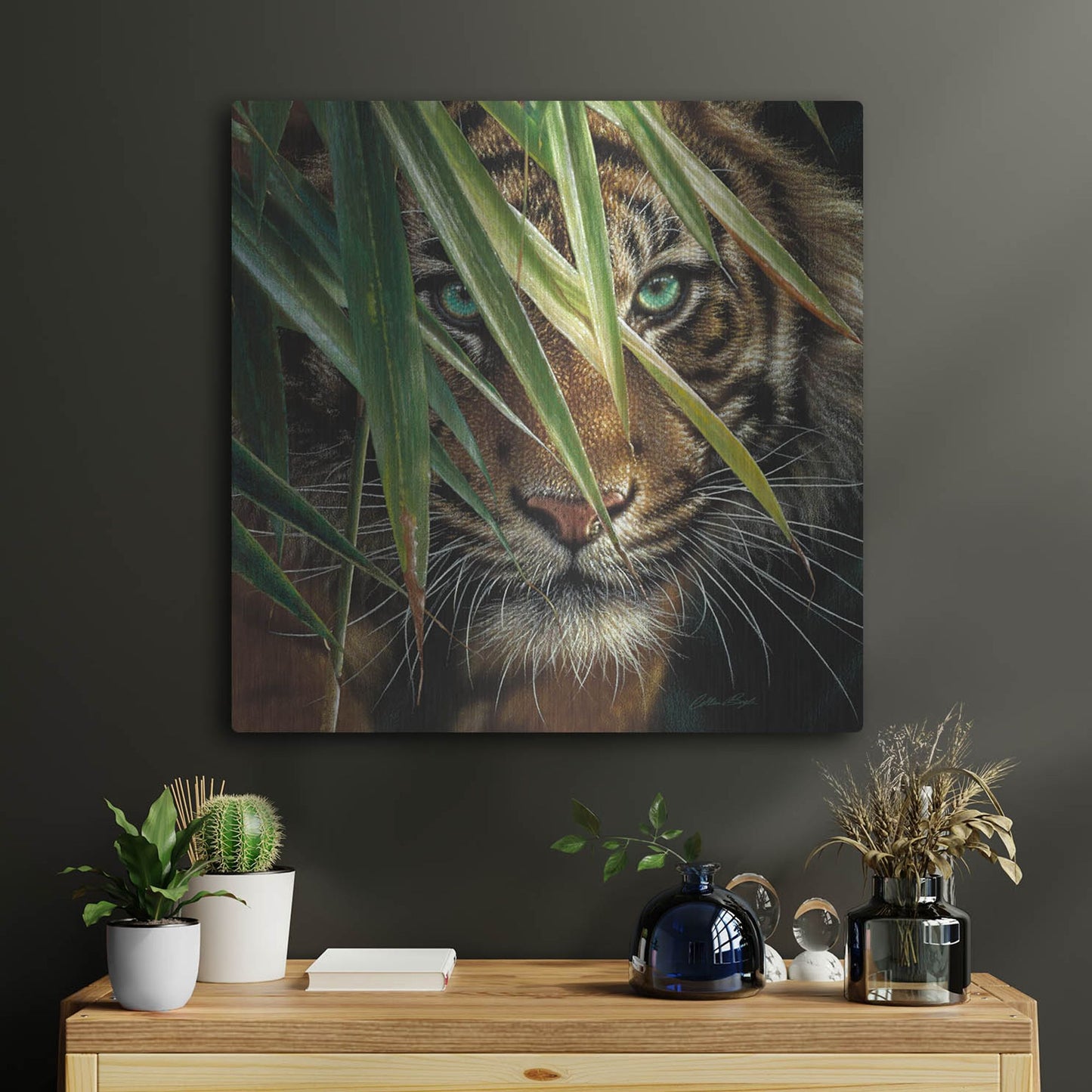 Luxe Metal Art 'Tiger Eyes' by Collin Bogle, Metal Wall Art,24x24