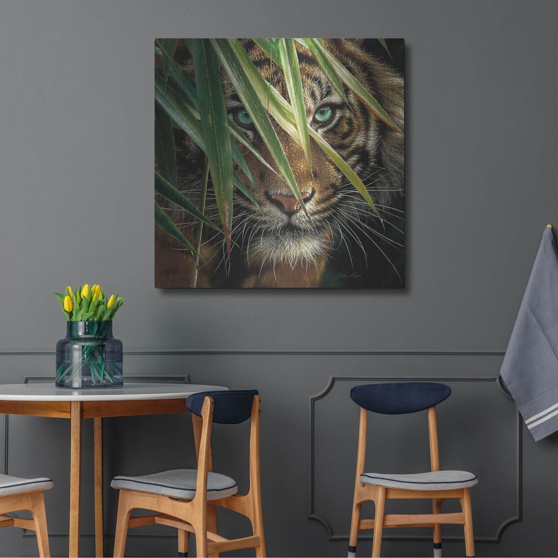 Luxe Metal Art 'Tiger Eyes' by Collin Bogle, Metal Wall Art,36x36