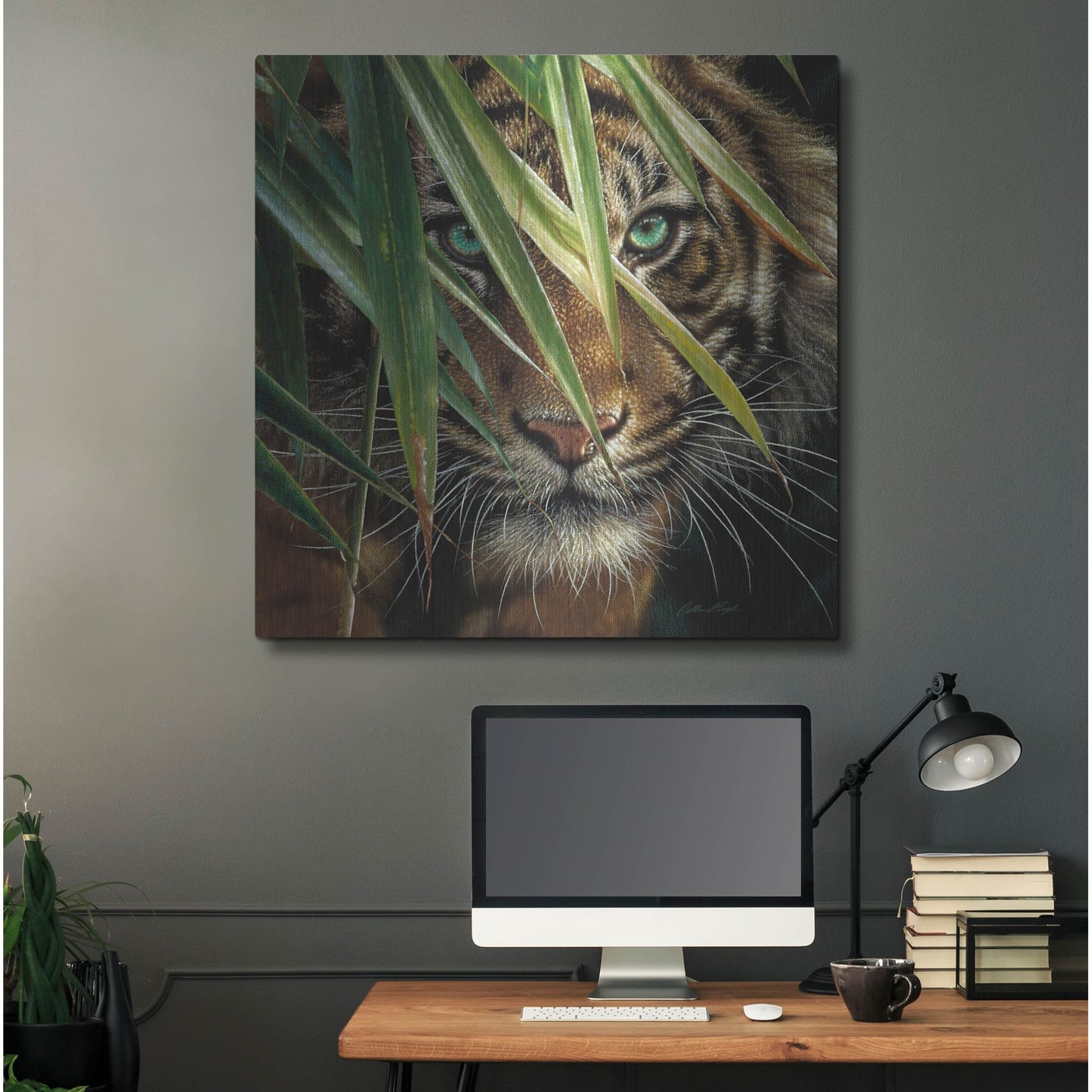 Luxe Metal Art 'Tiger Eyes' by Collin Bogle, Metal Wall Art,36x36