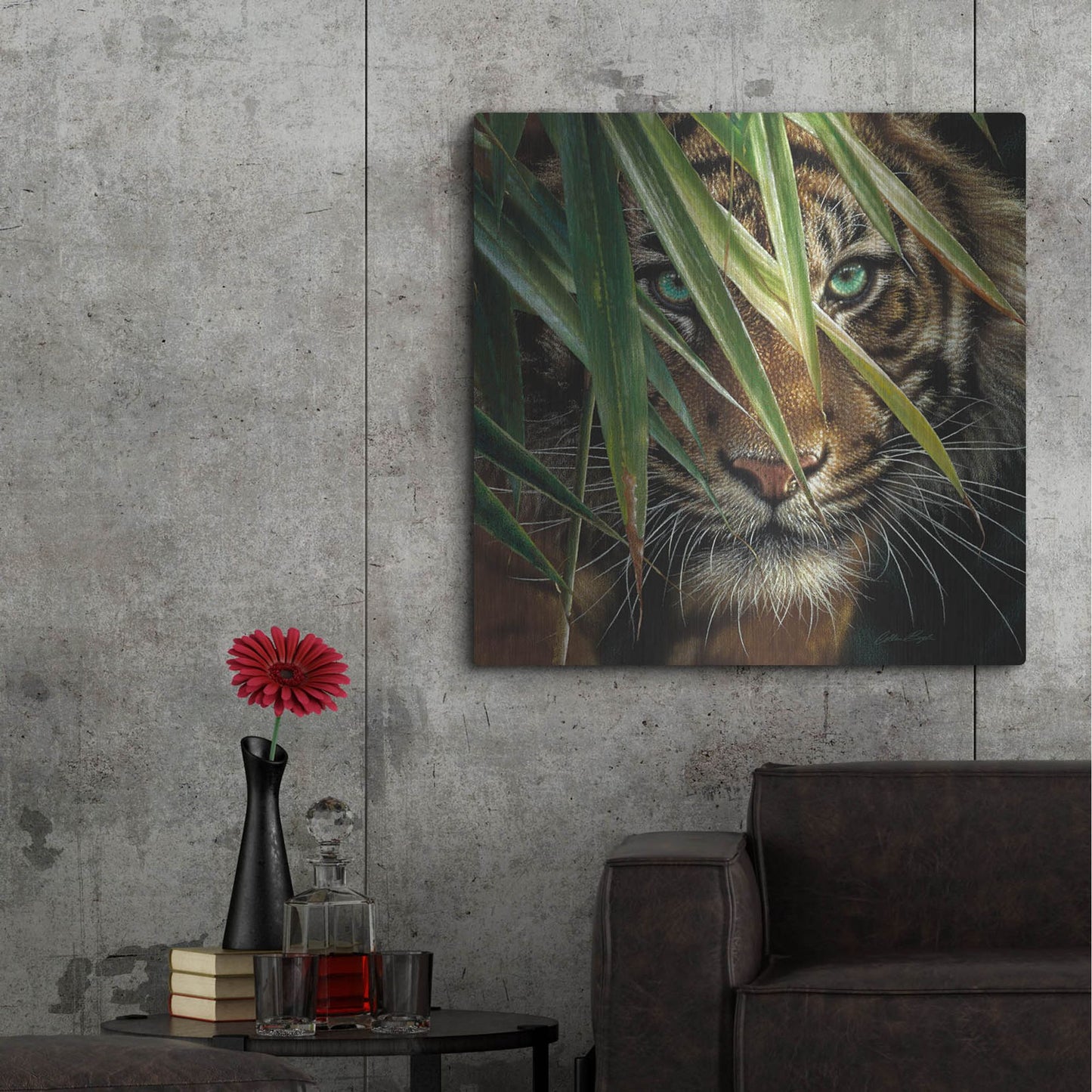 Luxe Metal Art 'Tiger Eyes' by Collin Bogle, Metal Wall Art,36x36