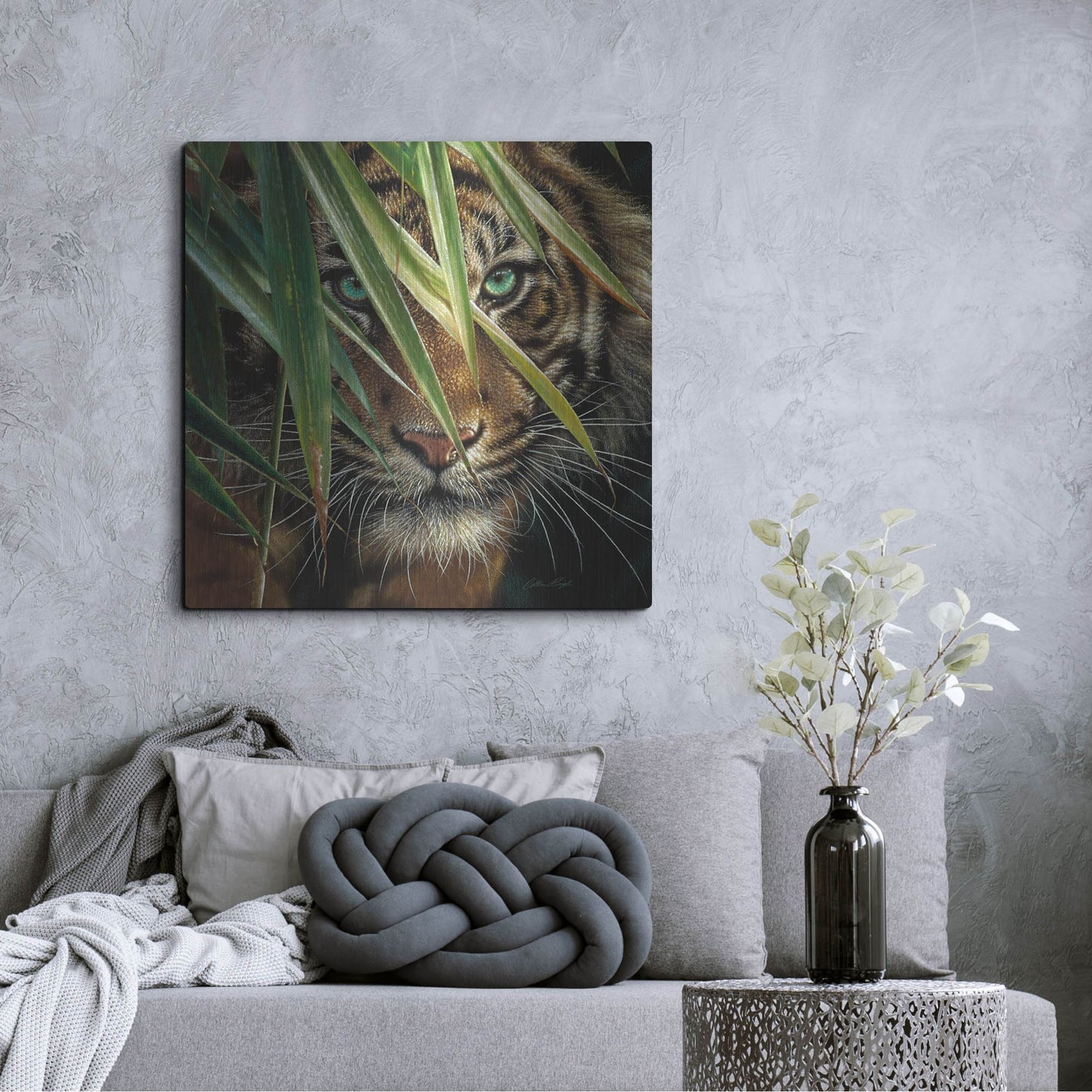 Luxe Metal Art 'Tiger Eyes' by Collin Bogle, Metal Wall Art,36x36