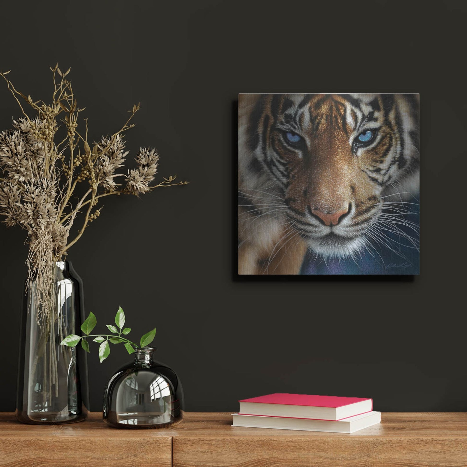 Luxe Metal Art 'Blue Eyes' by Collin Bogle, Metal Wall Art,12x12