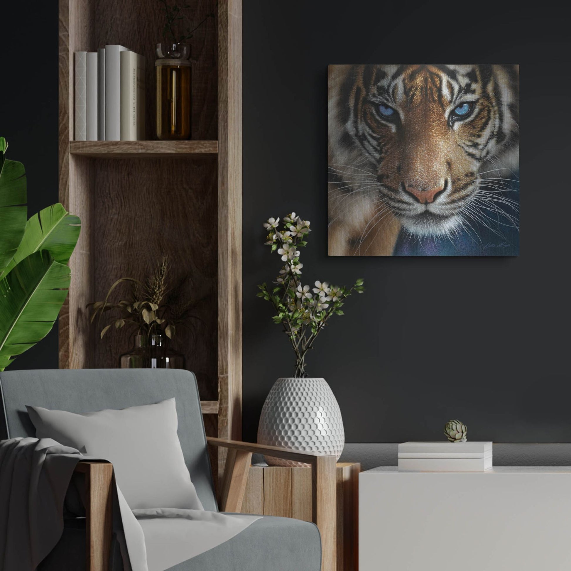 Luxe Metal Art 'Blue Eyes' by Collin Bogle, Metal Wall Art,24x24