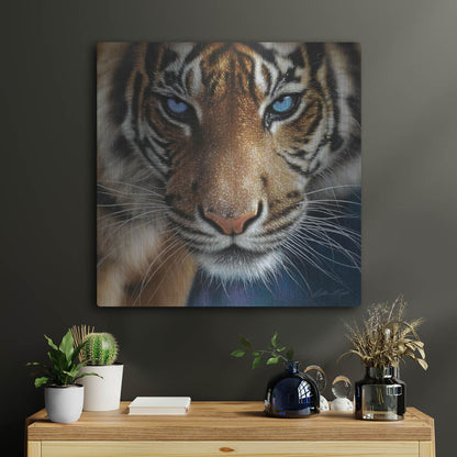 Luxe Metal Art 'Blue Eyes' by Collin Bogle, Metal Wall Art,24x24