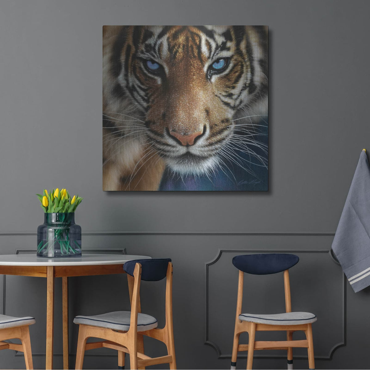 'Blue Eyes' by Collin Bogle – Metal Wall Art, 36x36 room view