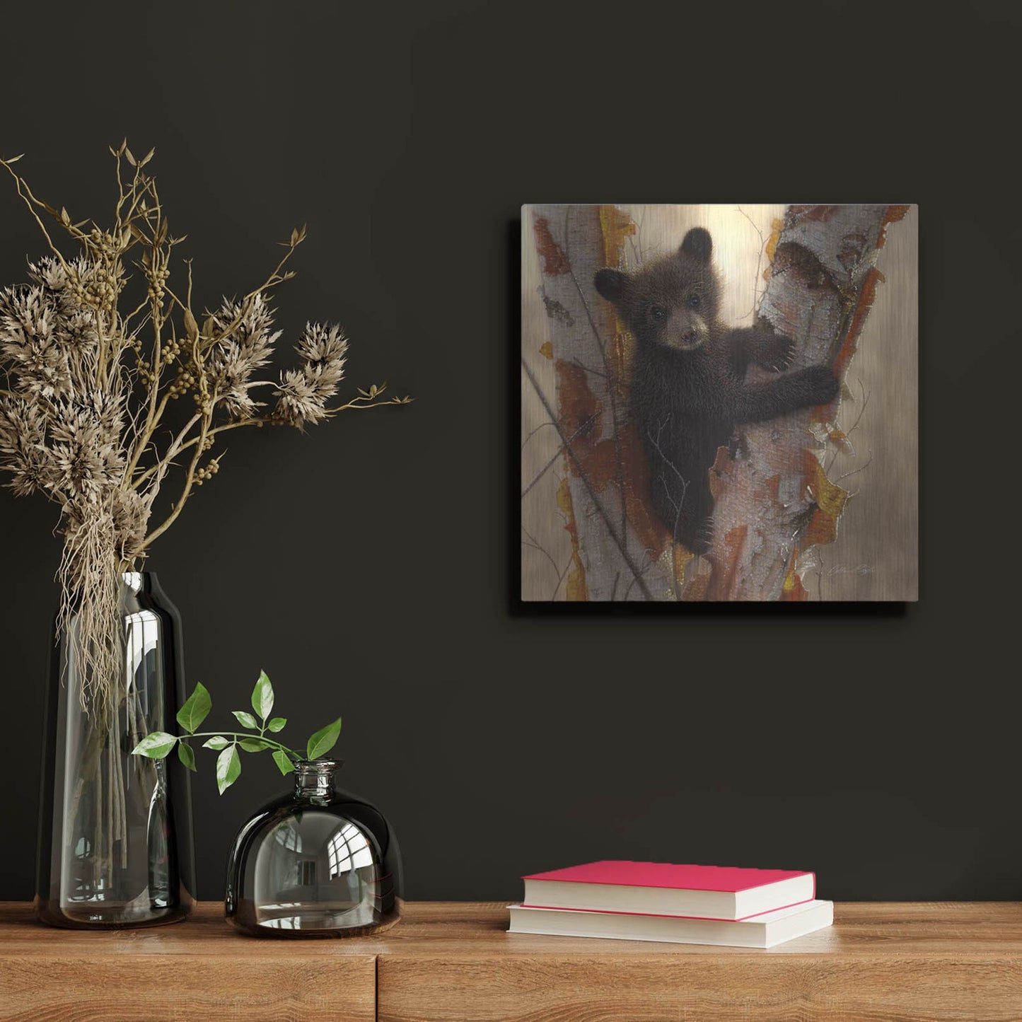 Luxe Metal Art 'Curious Cub I' by Collin Bogle, Metal Wall Art,12x12