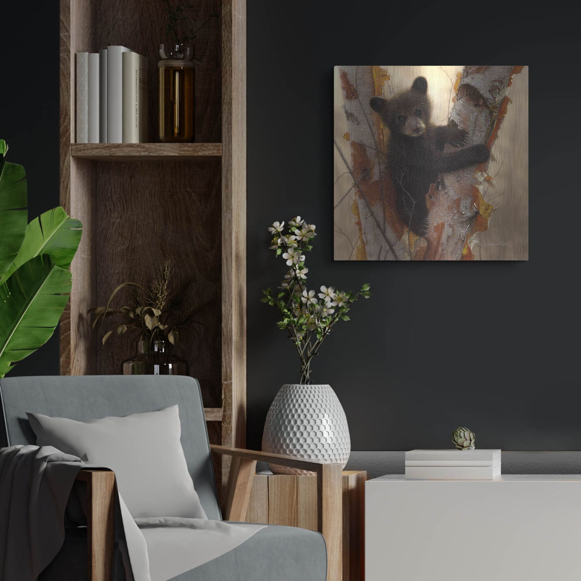 Luxe Metal Art 'Curious Cub I' by Collin Bogle, Metal Wall Art,24x24