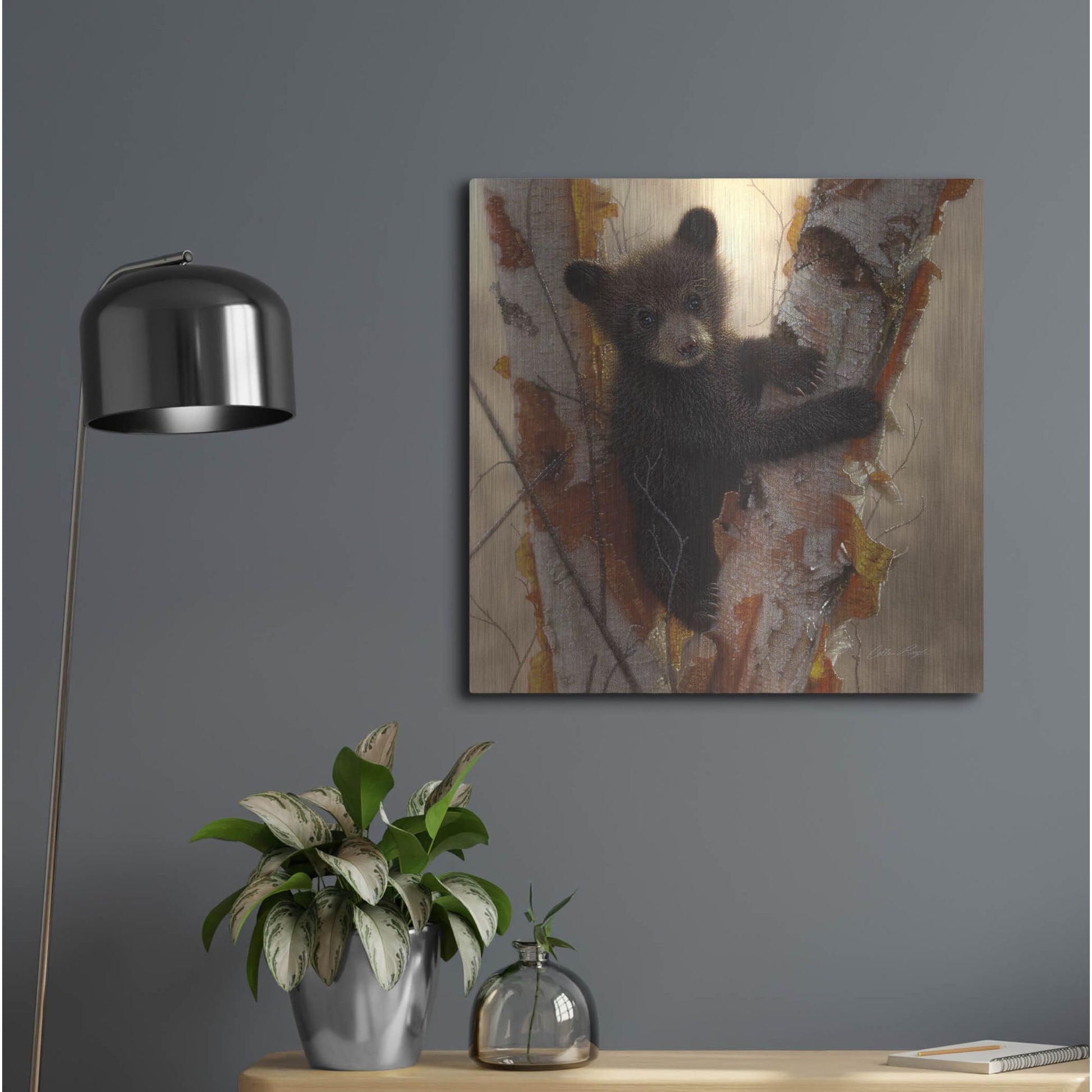 Luxe Metal Art 'Curious Cub I' by Collin Bogle, Metal Wall Art,24x24