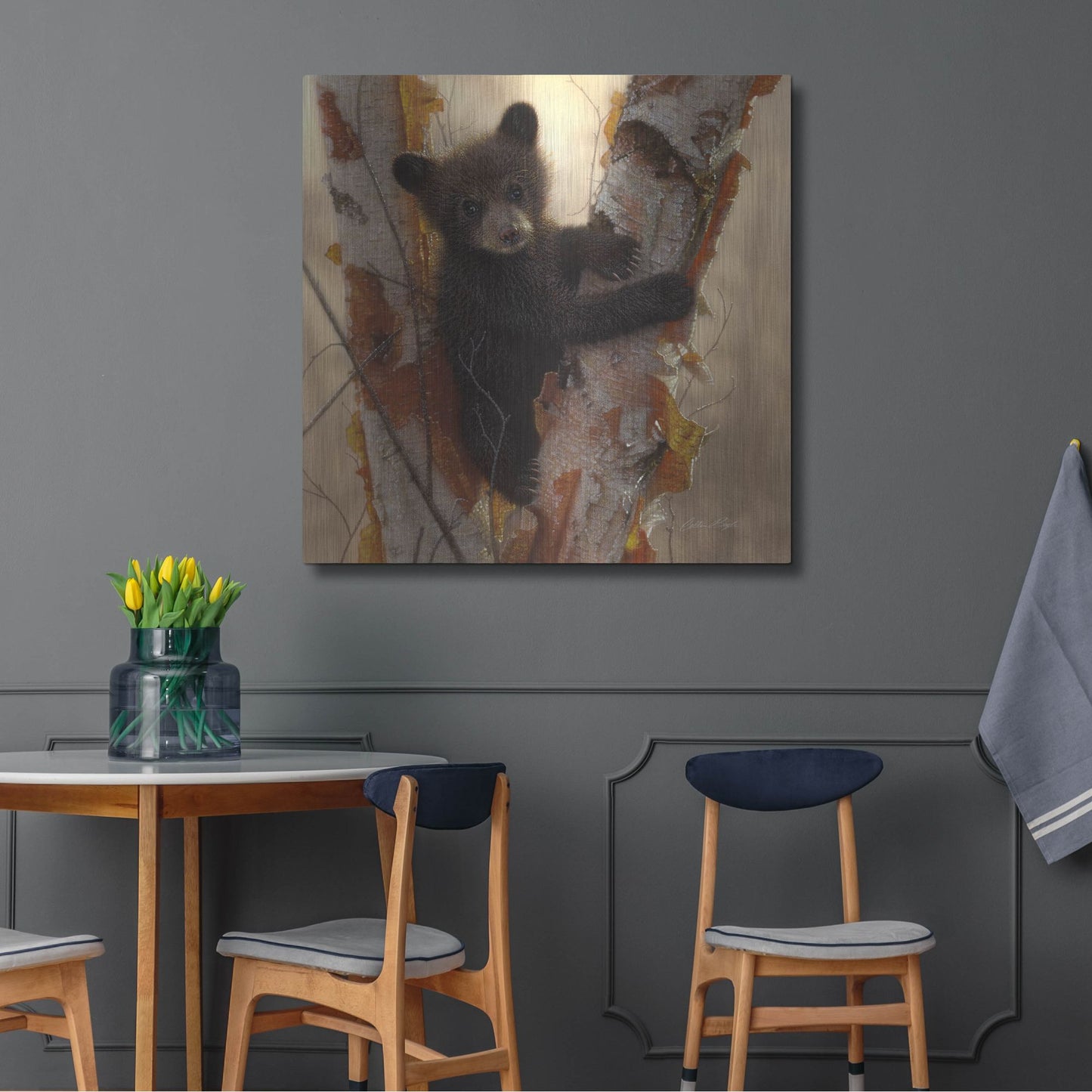 Luxe Metal Art 'Curious Cub I' by Collin Bogle, Metal Wall Art,36x36