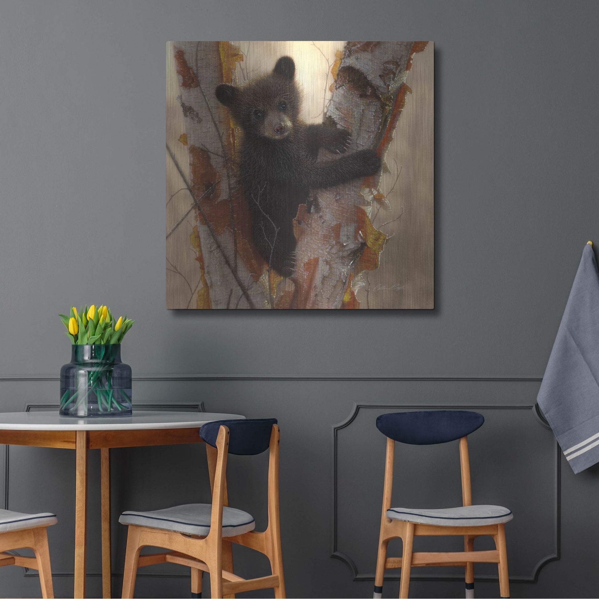 Luxe Metal Art 'Curious Cub I' by Collin Bogle, Metal Wall Art,36x36