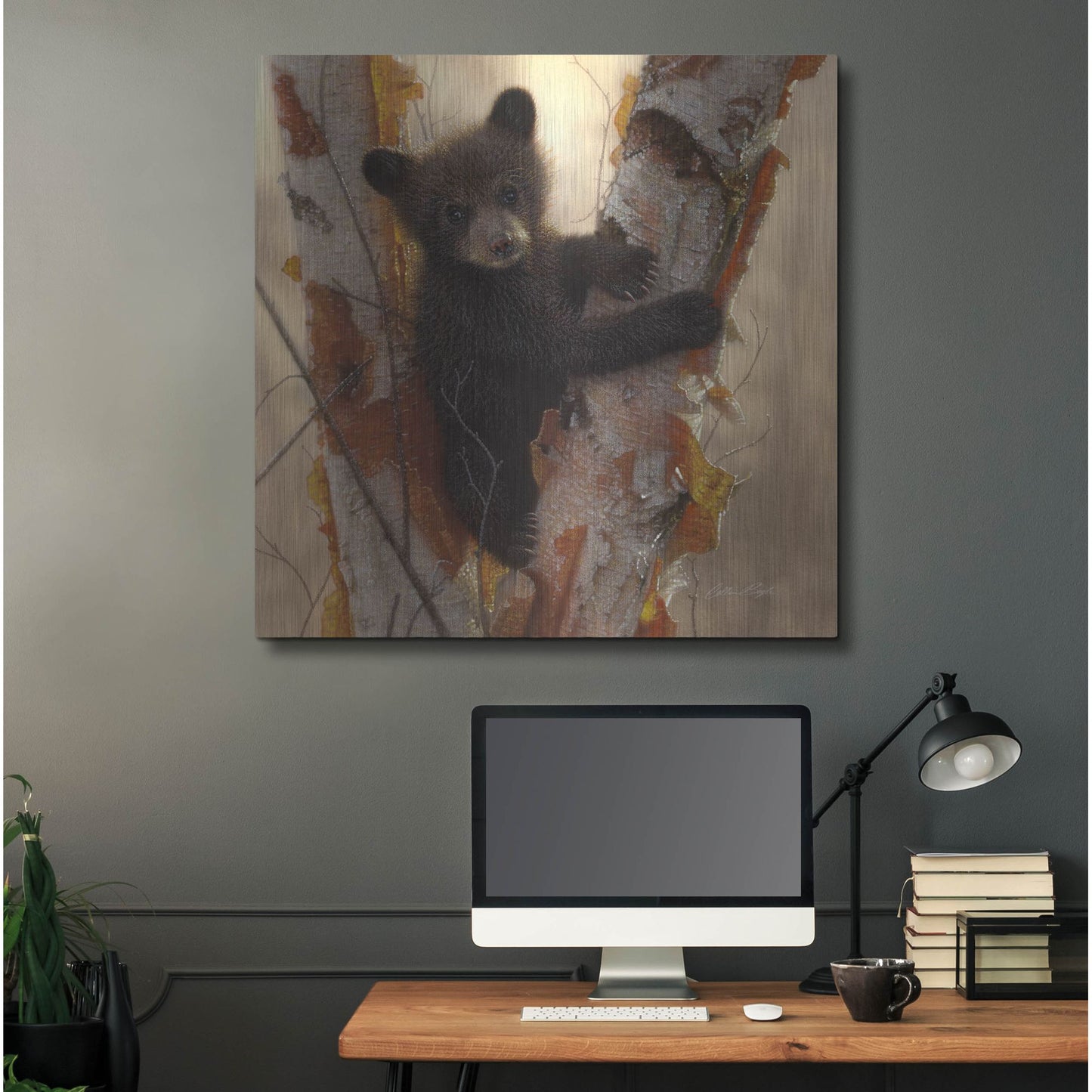 Luxe Metal Art 'Curious Cub I' by Collin Bogle, Metal Wall Art,36x36