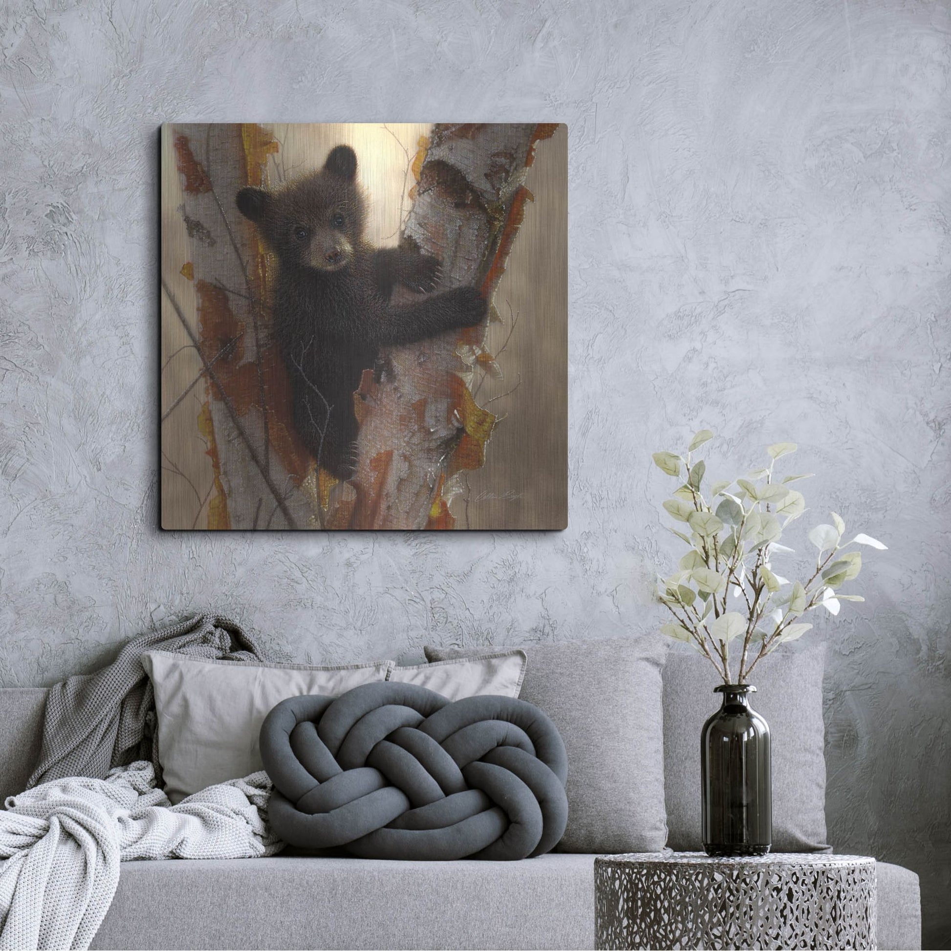 Luxe Metal Art 'Curious Cub I' by Collin Bogle, Metal Wall Art,36x36