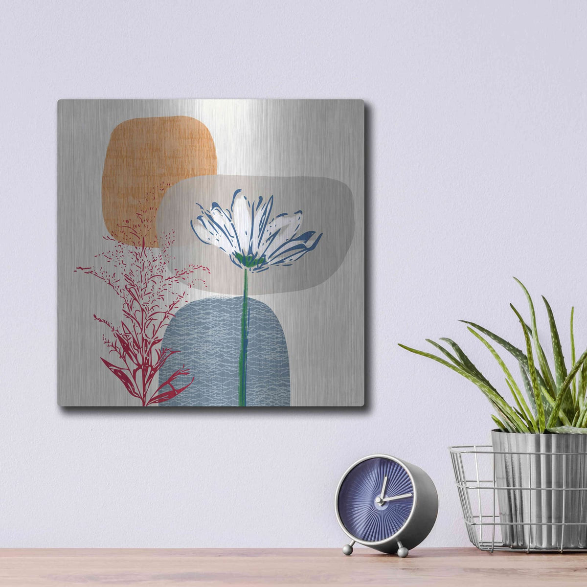'Fall Floral II' by Linda Woods – Metal Wall Art, 12x12 room view