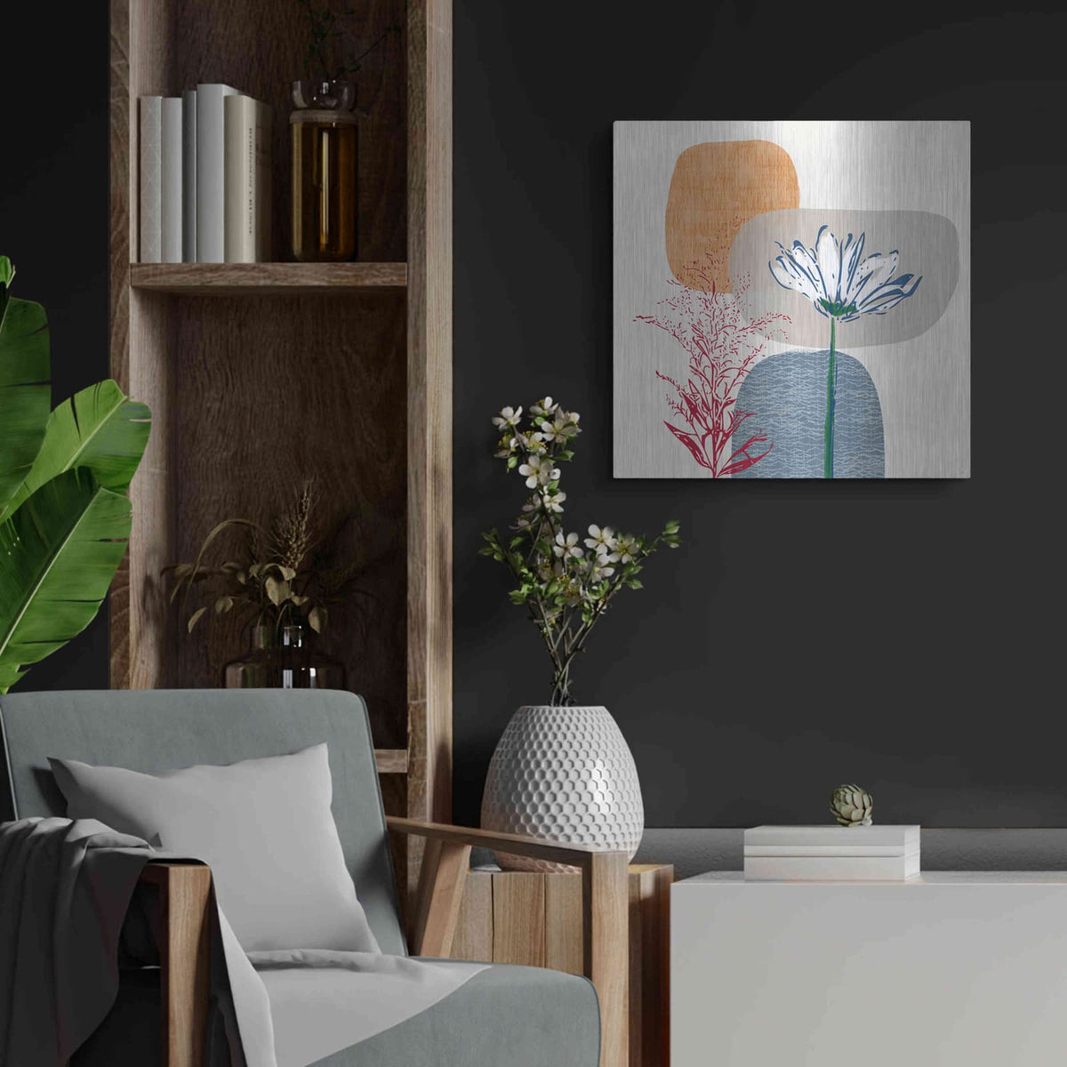 'Fall Floral II' by Linda Woods – Metal Wall Art, 24x24 room view