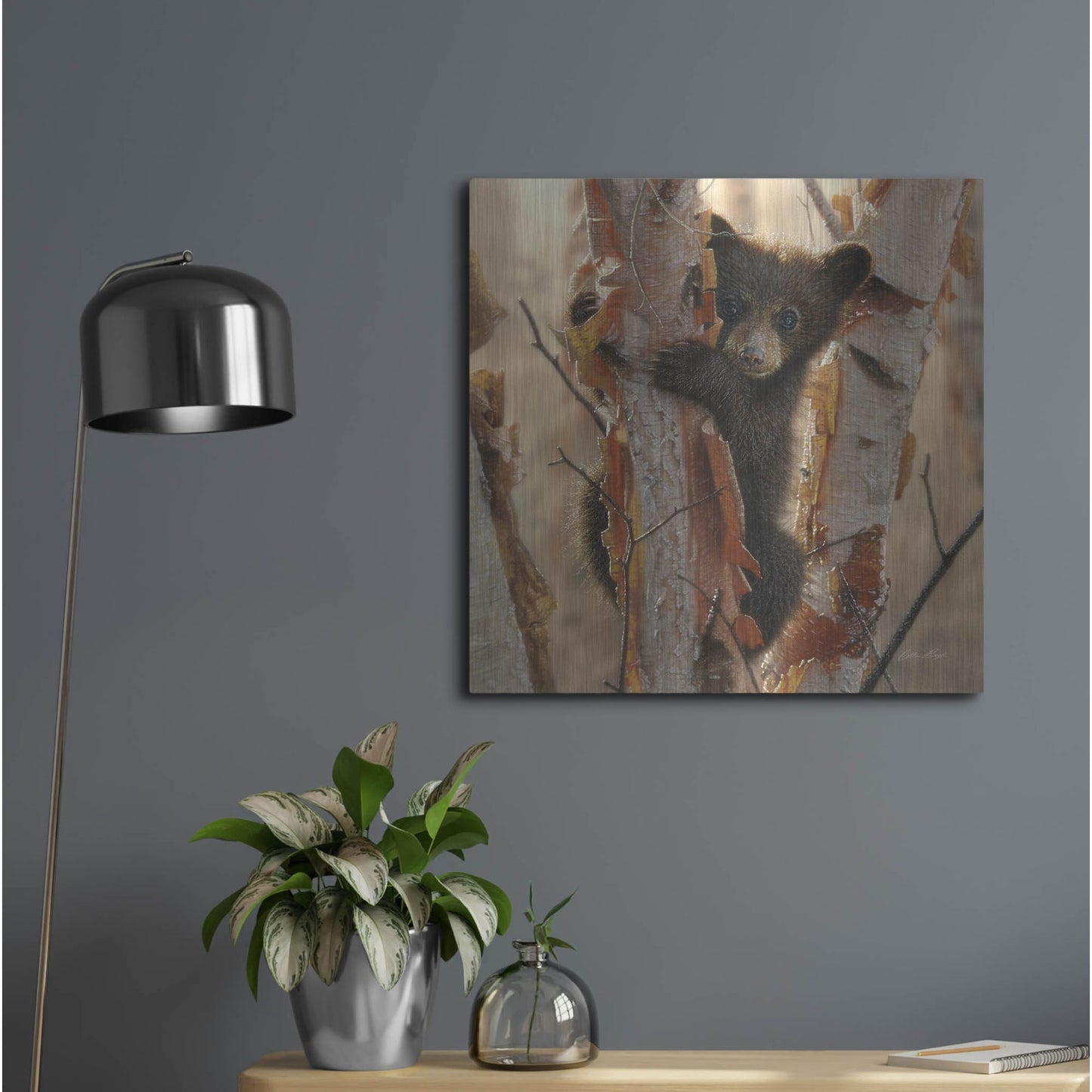 Luxe Metal Art 'Curious Cub II' by Collin Bogle, Metal Wall Art,24x24