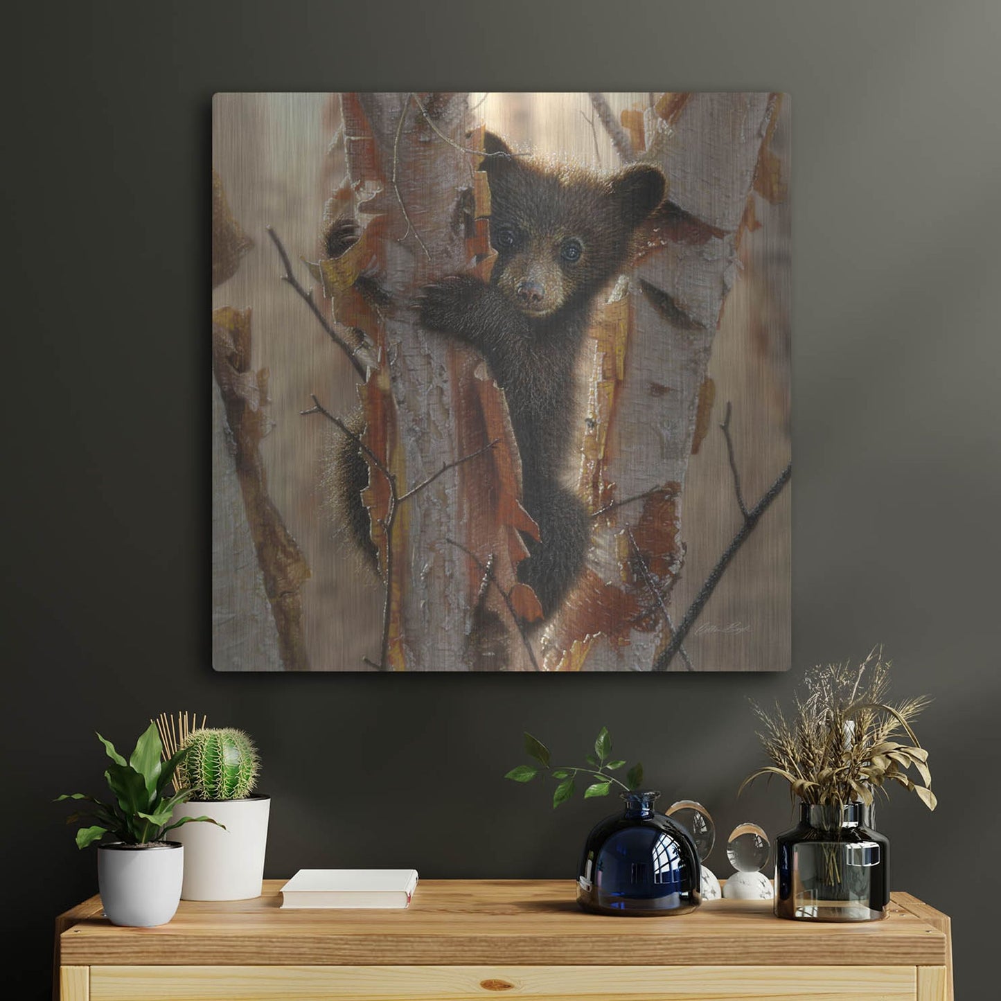 Luxe Metal Art 'Curious Cub II' by Collin Bogle, Metal Wall Art,24x24