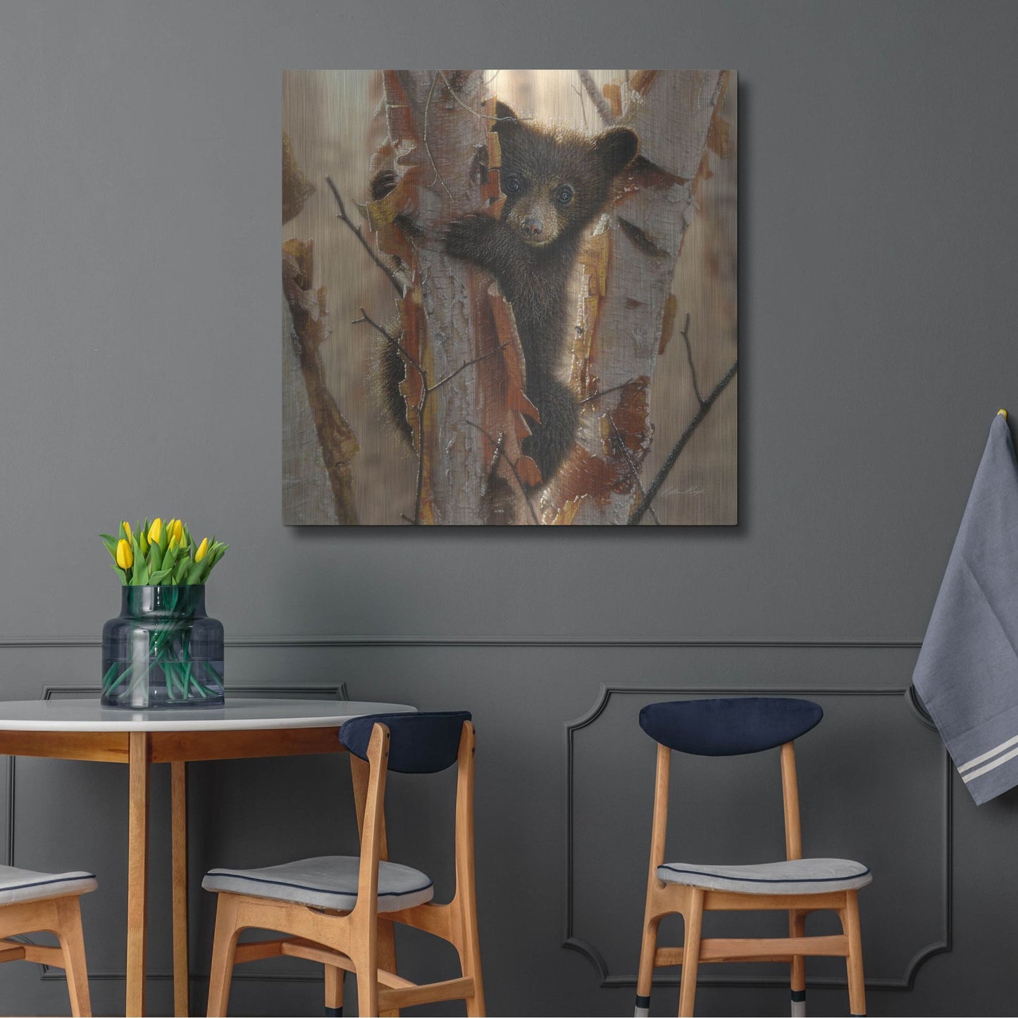 Luxe Metal Art 'Curious Cub II' by Collin Bogle, Metal Wall Art,36x36