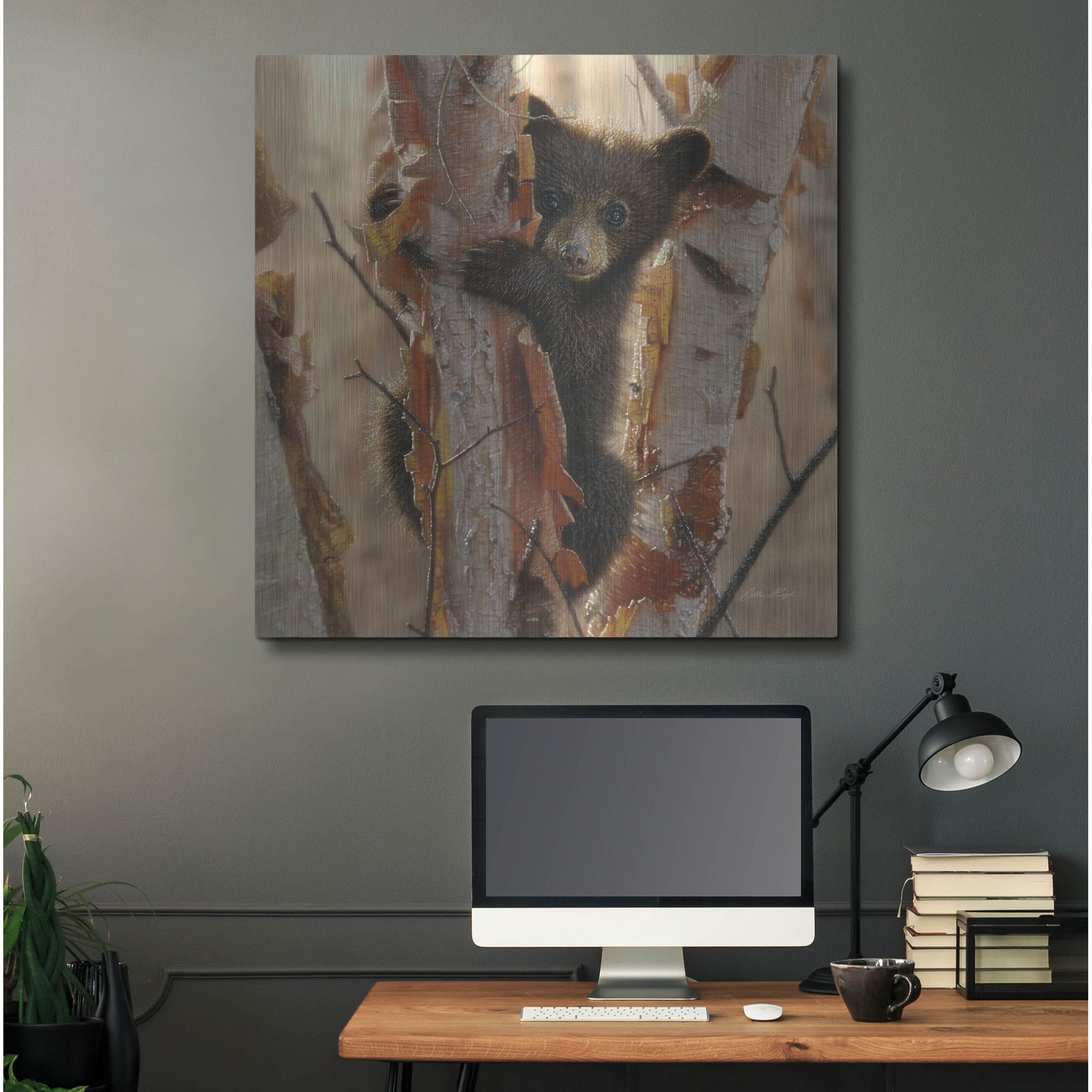 Luxe Metal Art 'Curious Cub II' by Collin Bogle, Metal Wall Art,36x36