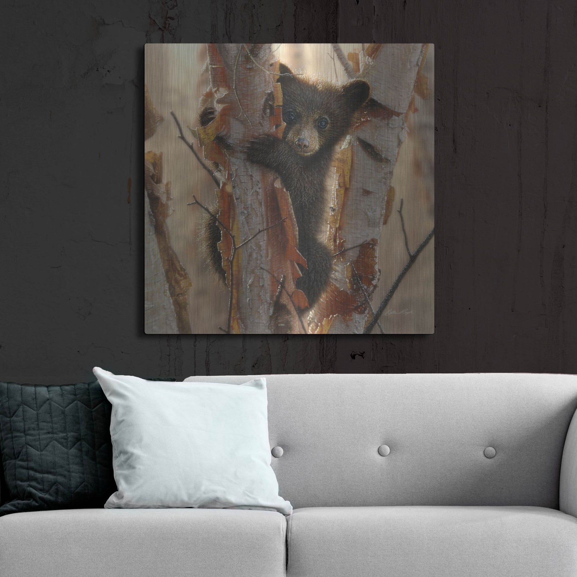 Luxe Metal Art 'Curious Cub II' by Collin Bogle, Metal Wall Art,36x36