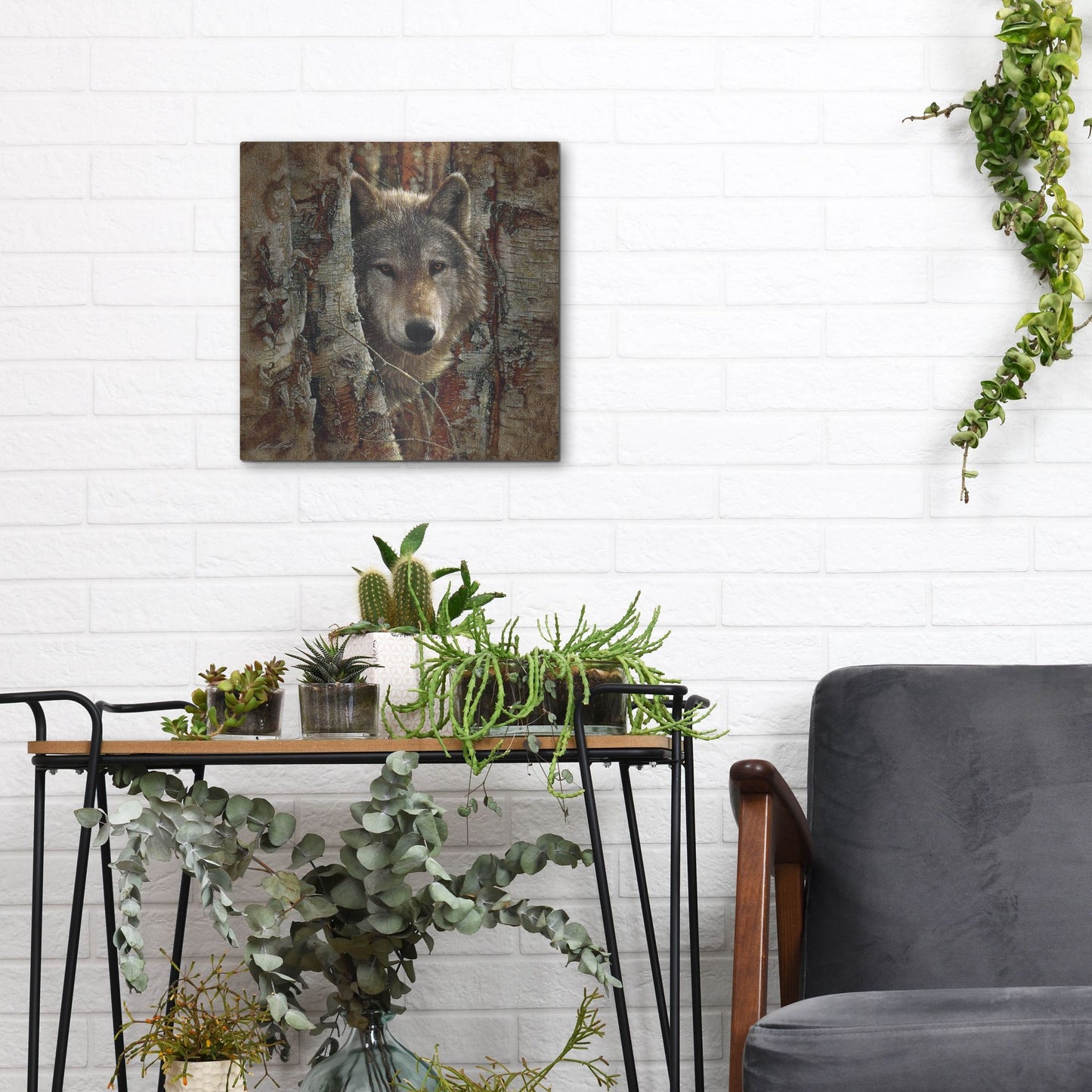 Luxe Metal Art 'Wolf Spirit' by Collin Bogle, Metal Wall Art,12x12