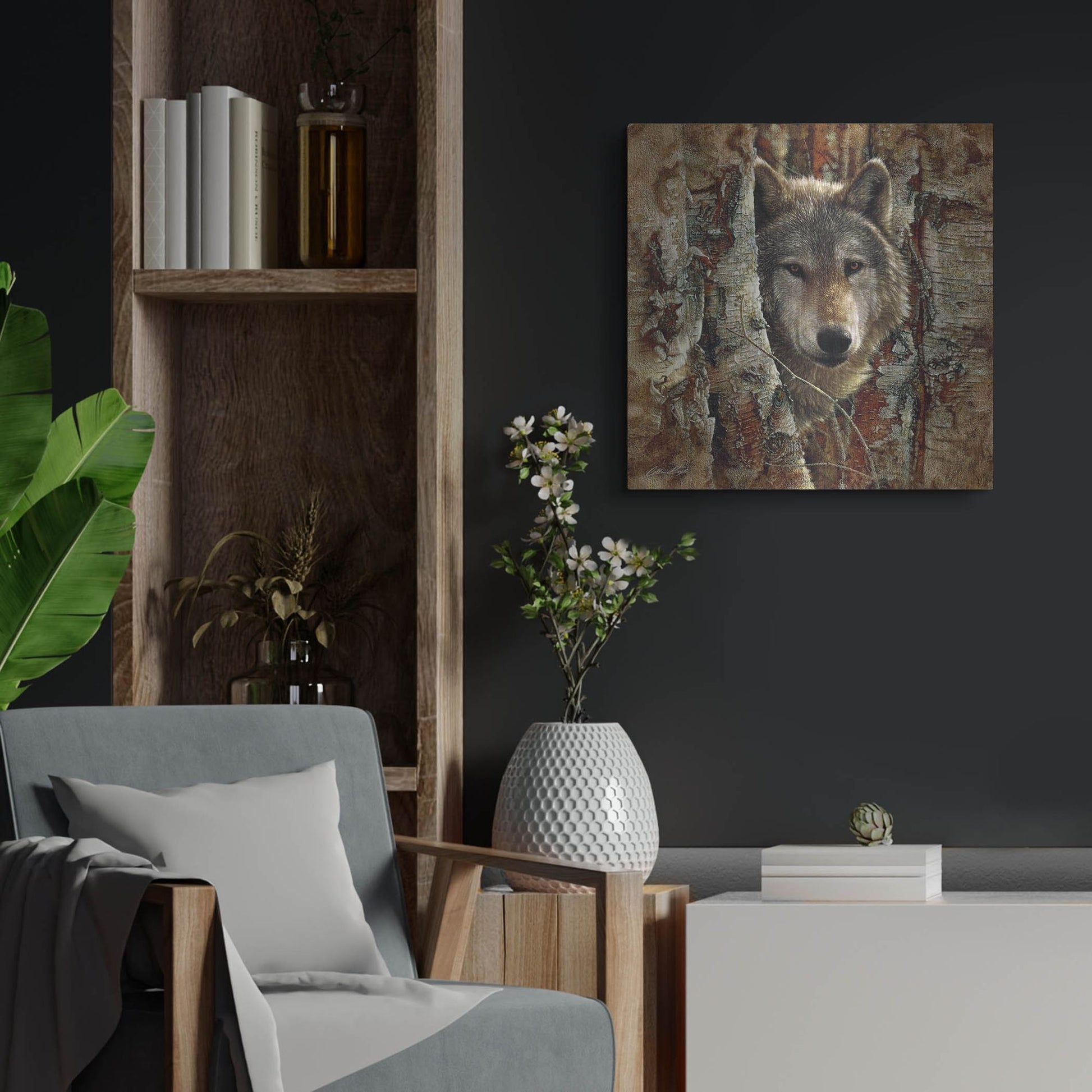 Luxe Metal Art 'Wolf Spirit' by Collin Bogle, Metal Wall Art,24x24