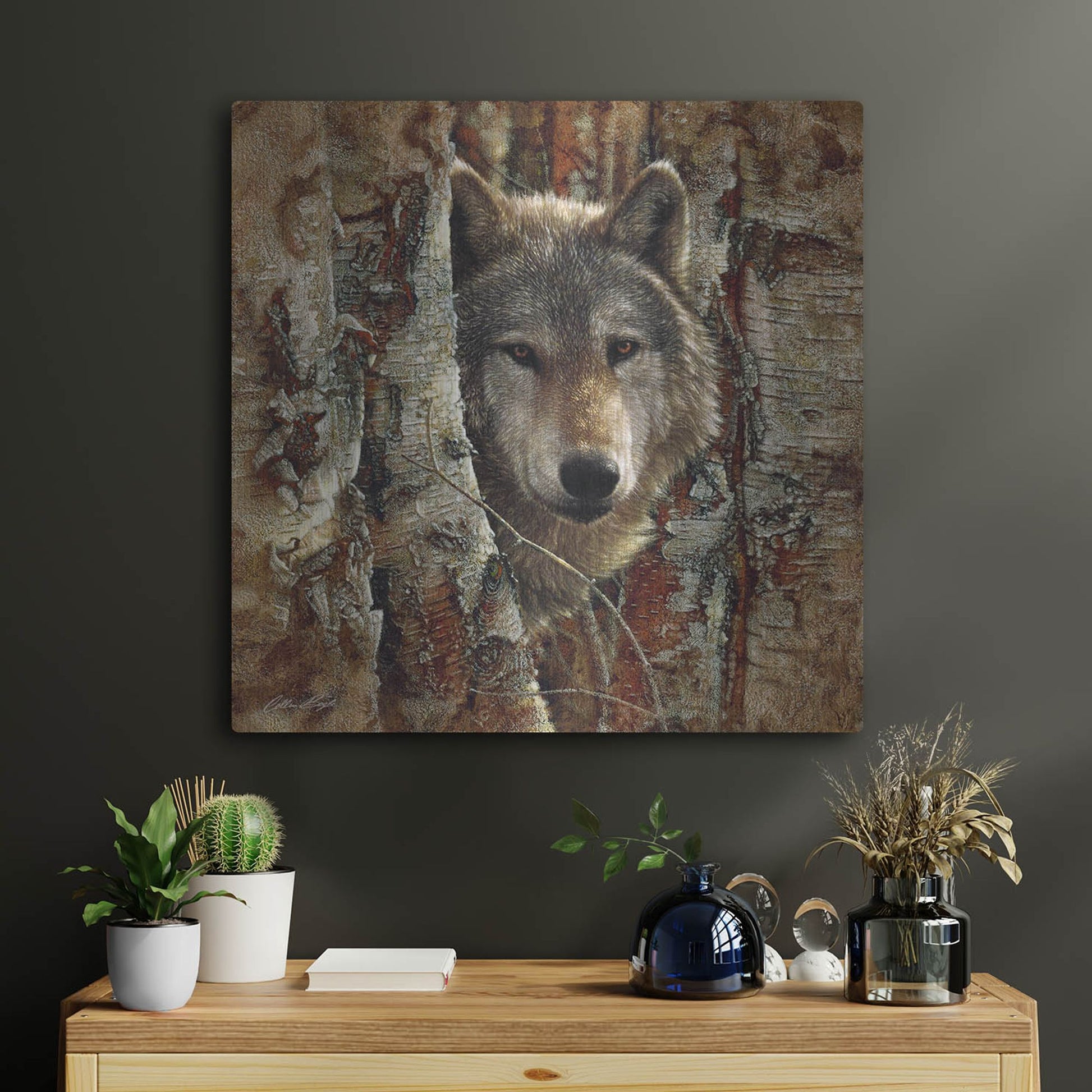 Luxe Metal Art 'Wolf Spirit' by Collin Bogle, Metal Wall Art,24x24