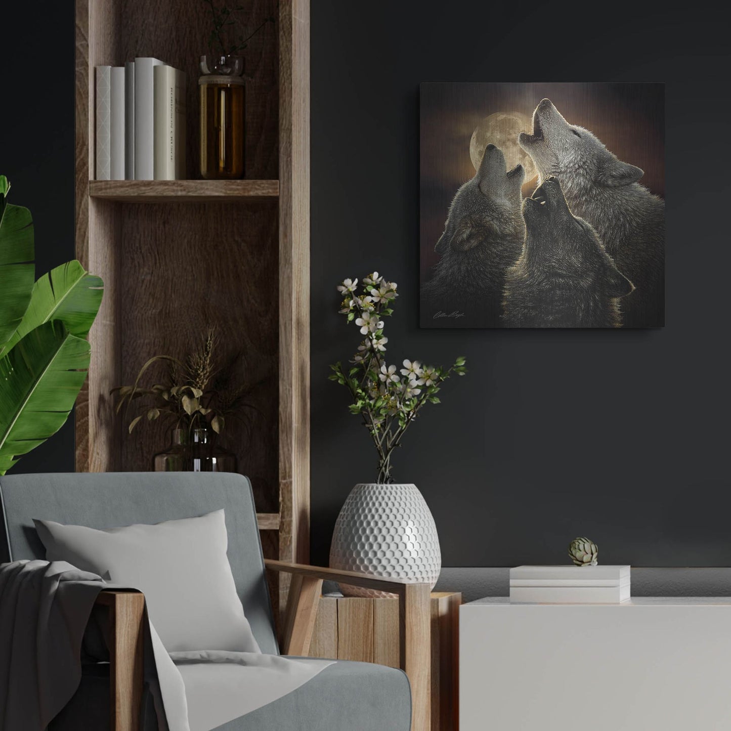 Luxe Metal Art 'Wolf Trinity' by Collin Bogle, Metal Wall Art,24x24