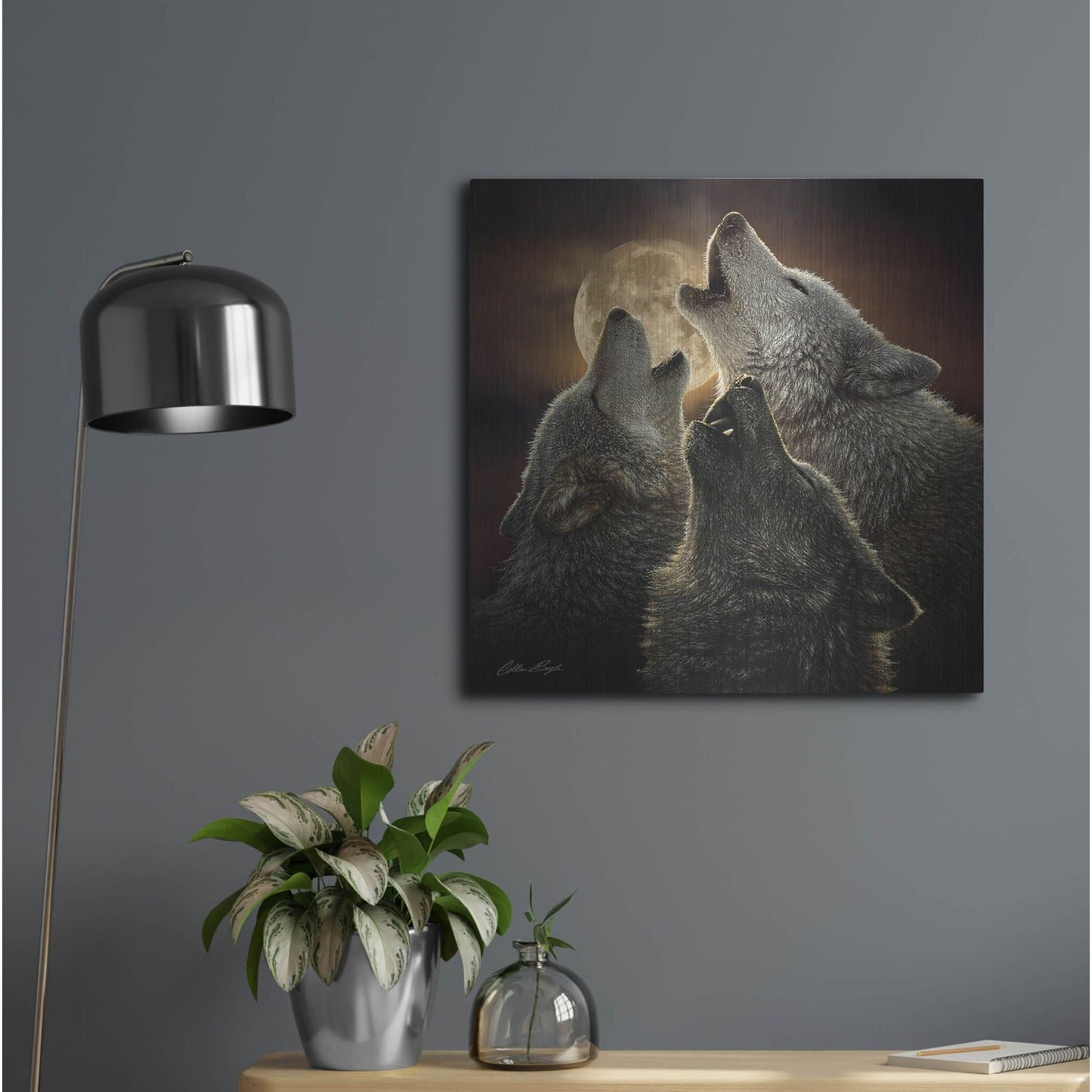 Luxe Metal Art 'Wolf Trinity' by Collin Bogle, Metal Wall Art,24x24