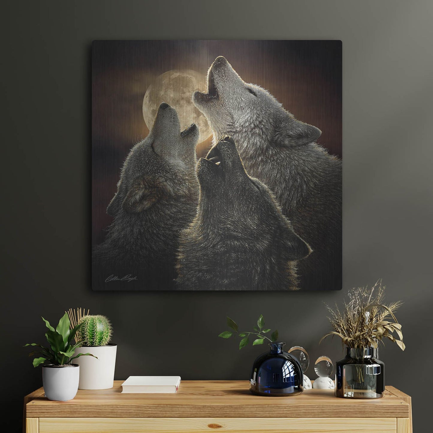 Luxe Metal Art 'Wolf Trinity' by Collin Bogle, Metal Wall Art,24x24