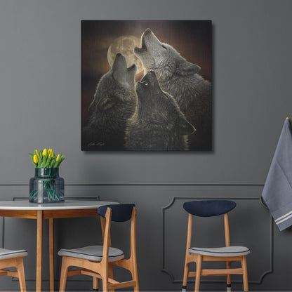 Luxe Metal Art 'Wolf Trinity' by Collin Bogle, Metal Wall Art,36x36