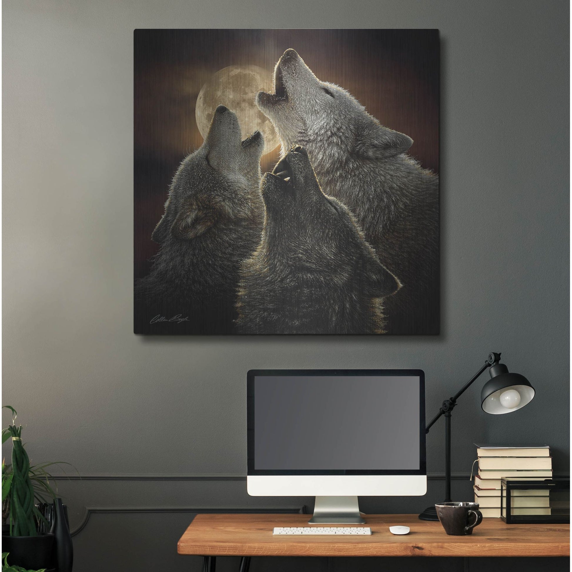 Luxe Metal Art 'Wolf Trinity' by Collin Bogle, Metal Wall Art,36x36