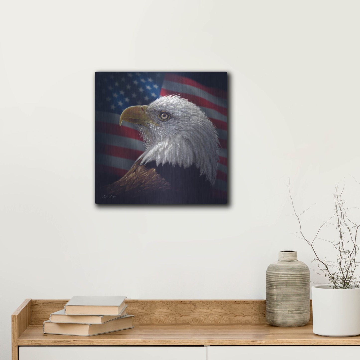 Luxe Metal Art 'American Bald Eagle' by Collin Bogle, Metal Wall Art,12x12