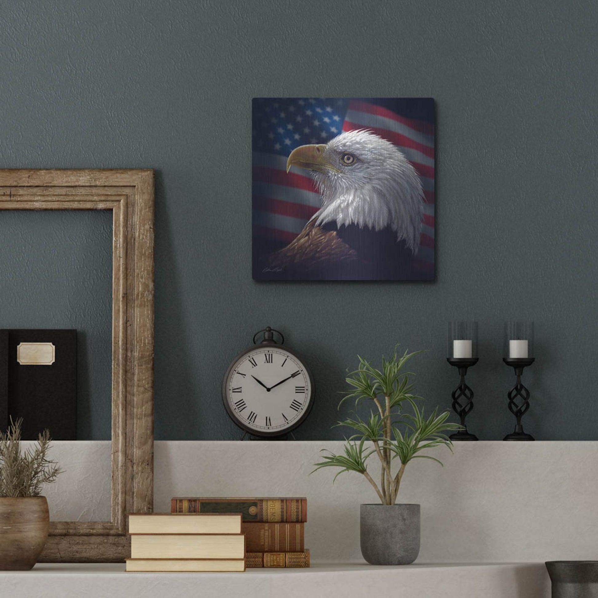 Luxe Metal Art 'American Bald Eagle' by Collin Bogle, Metal Wall Art,12x12