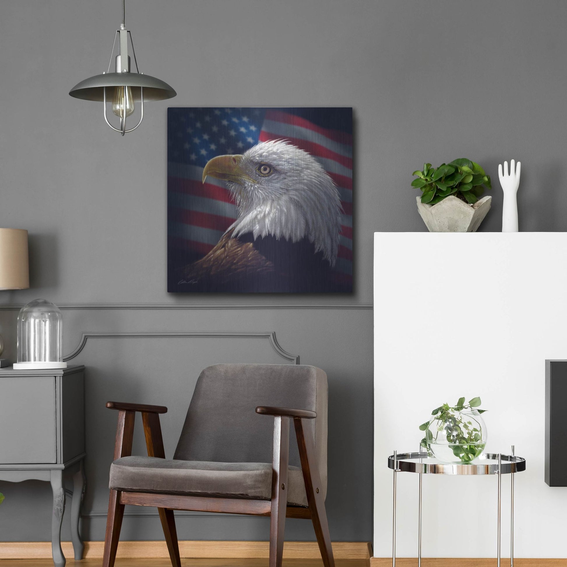 Luxe Metal Art 'American Bald Eagle' by Collin Bogle, Metal Wall Art,24x24