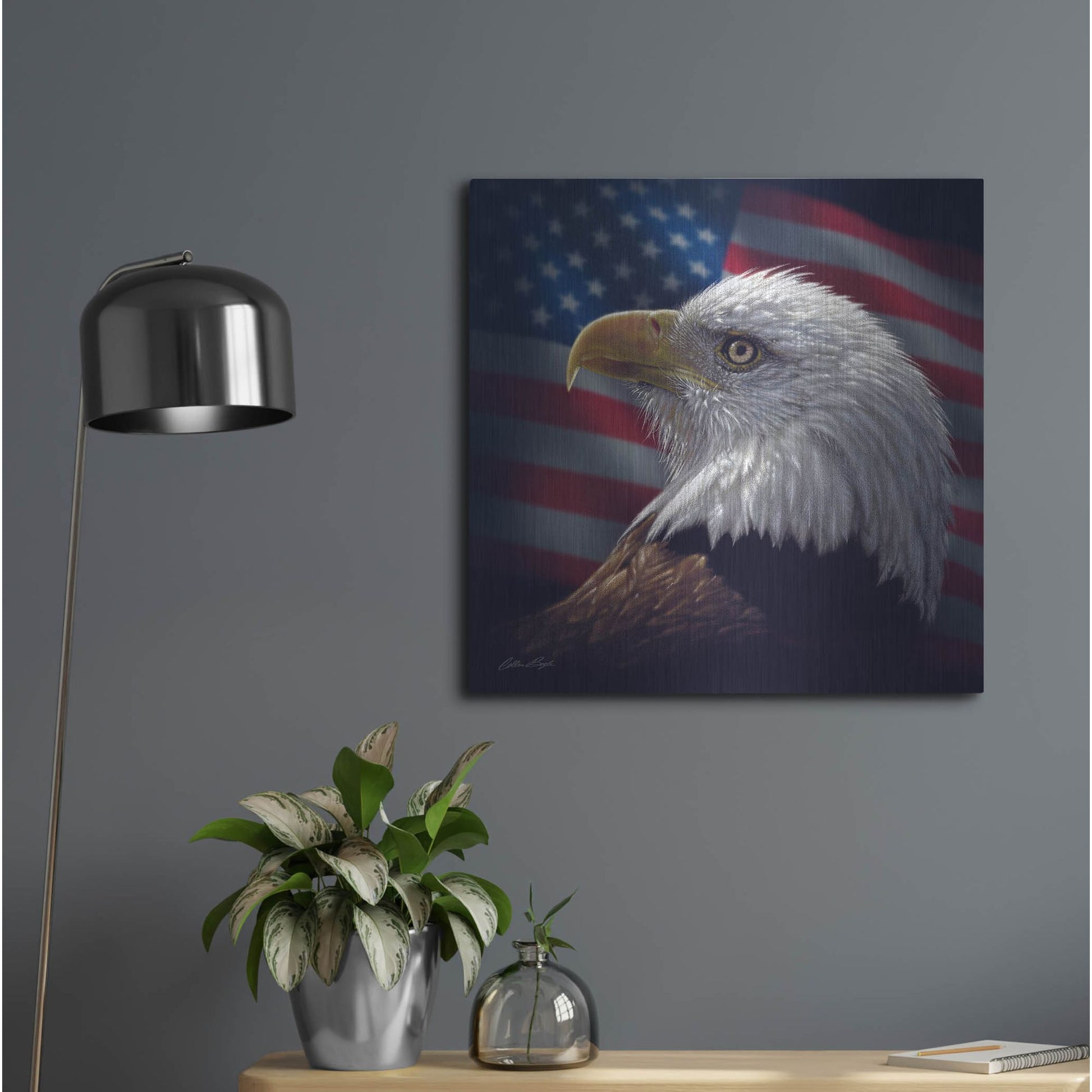 Luxe Metal Art 'American Bald Eagle' by Collin Bogle, Metal Wall Art,24x24