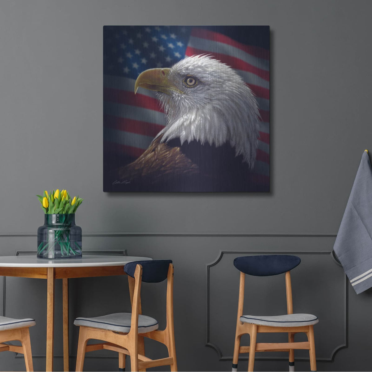 'American Bald Eagle' by Collin Bogle – Metal Wall Art, 36x36 room view