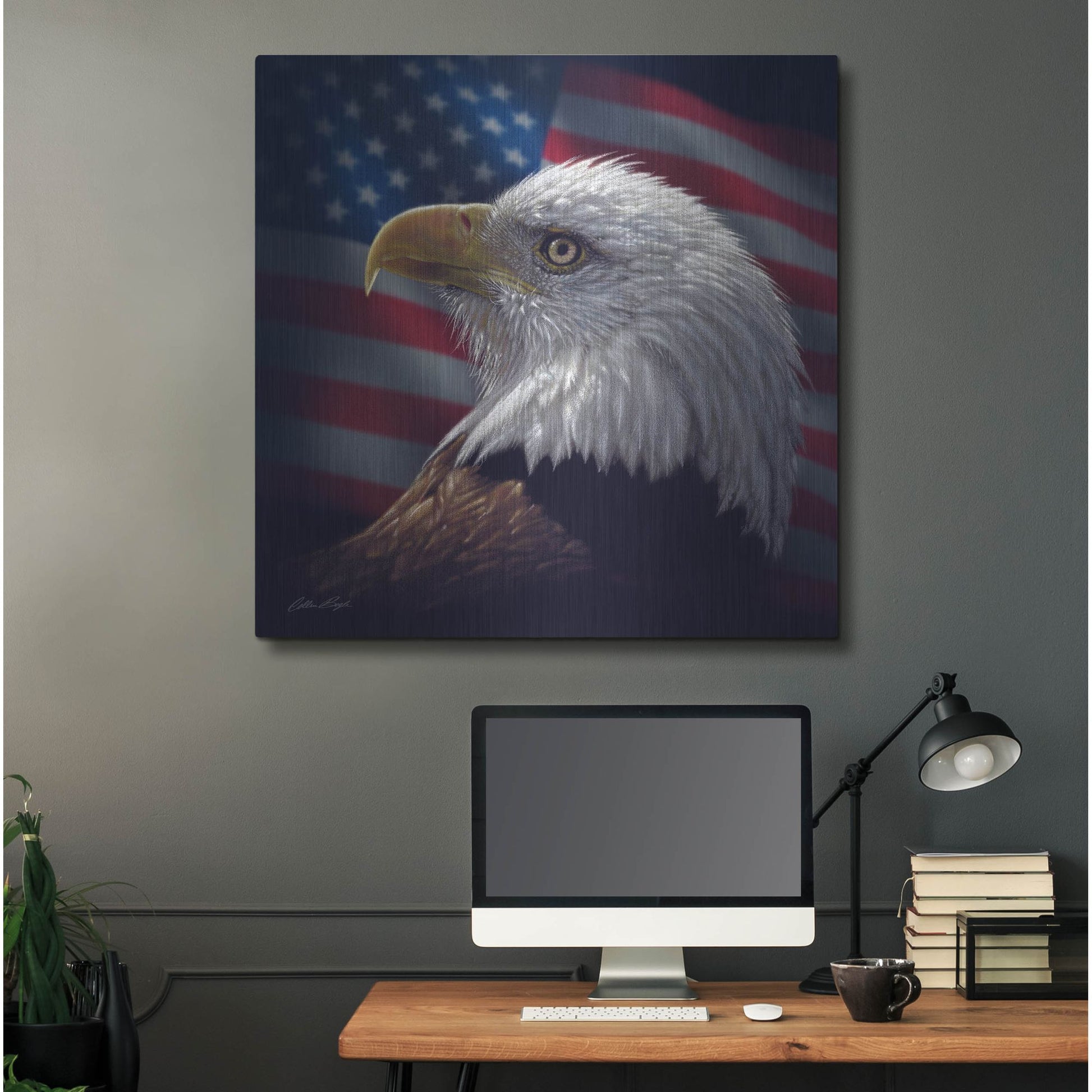 Luxe Metal Art 'American Bald Eagle' by Collin Bogle, Metal Wall Art,36x36