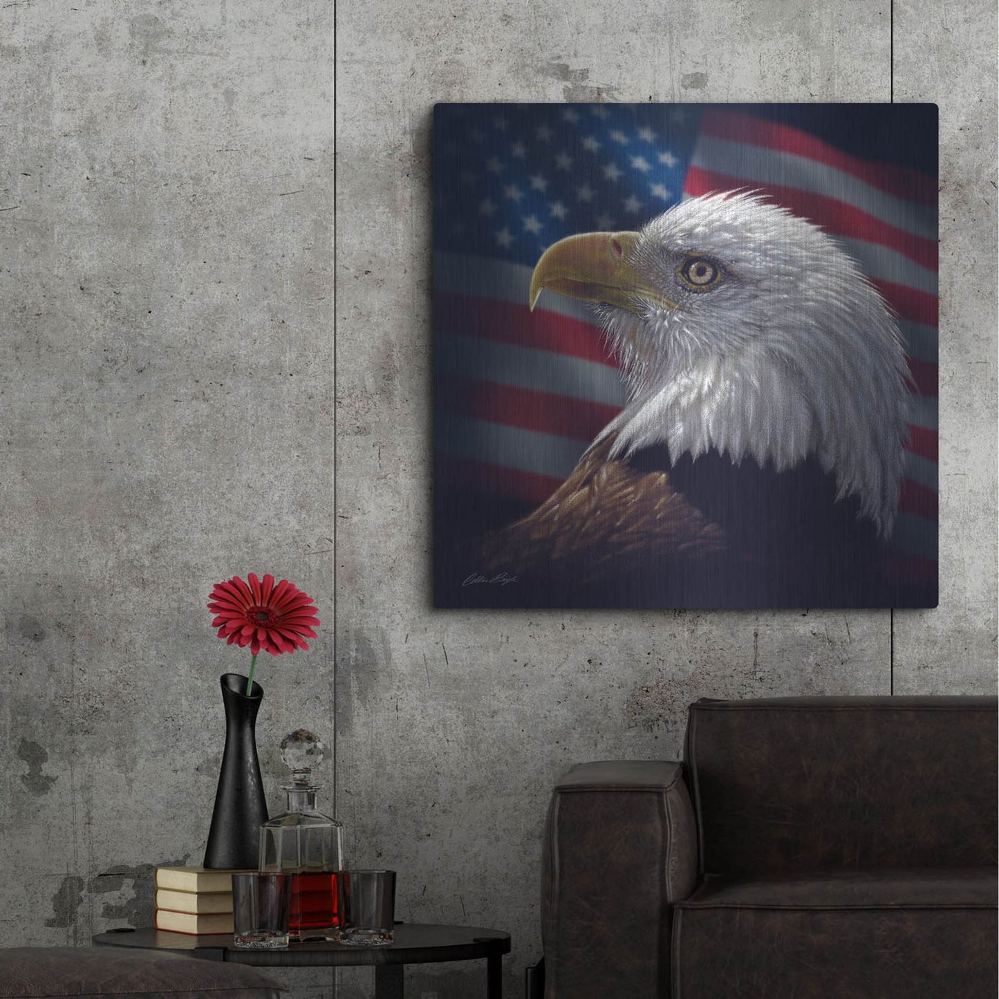 Luxe Metal Art 'American Bald Eagle' by Collin Bogle, Metal Wall Art,36x36